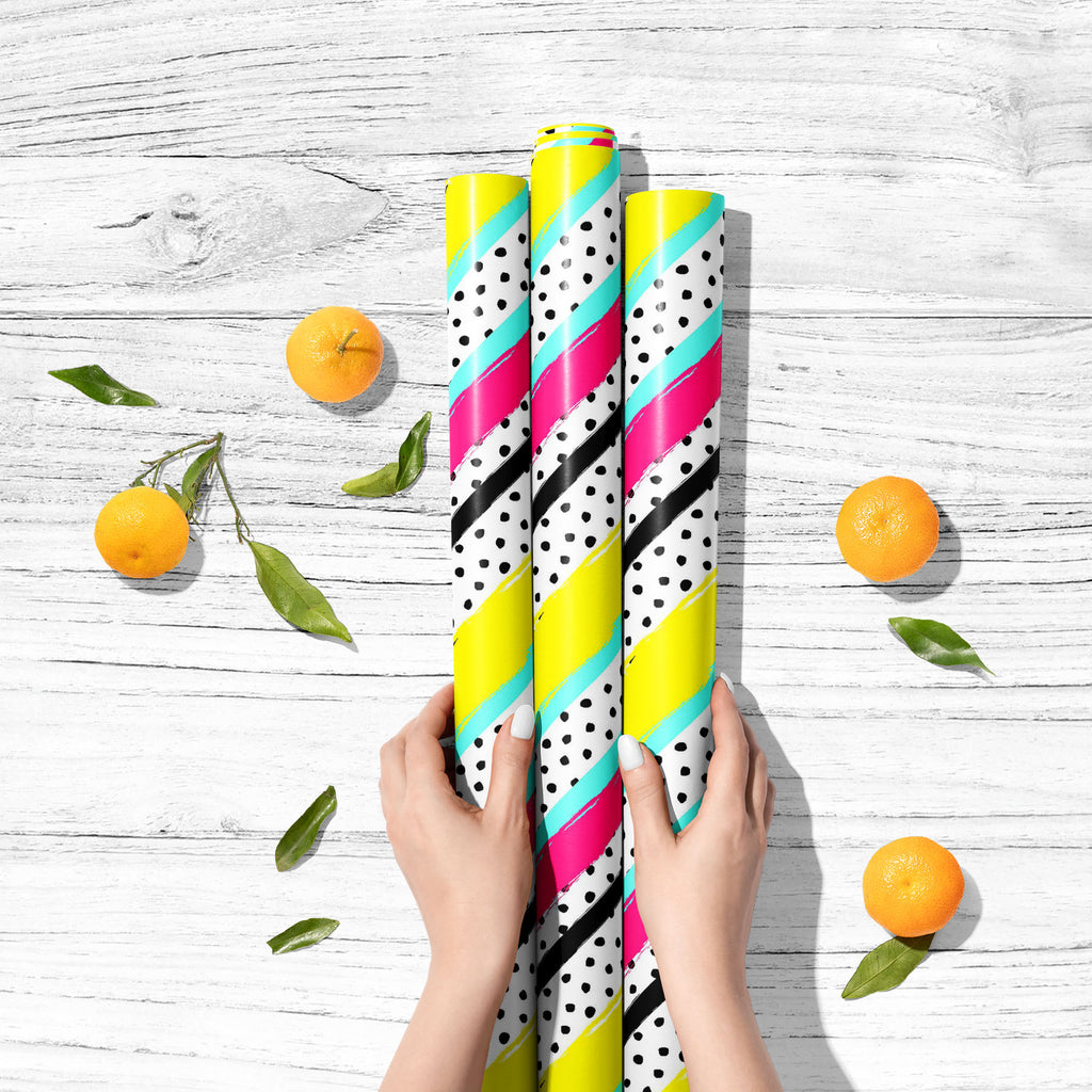 Abstract Stripes Dots D3 Art & Craft Gift Wrapping Paper - Wrapping Papers - ArtzFolio.com