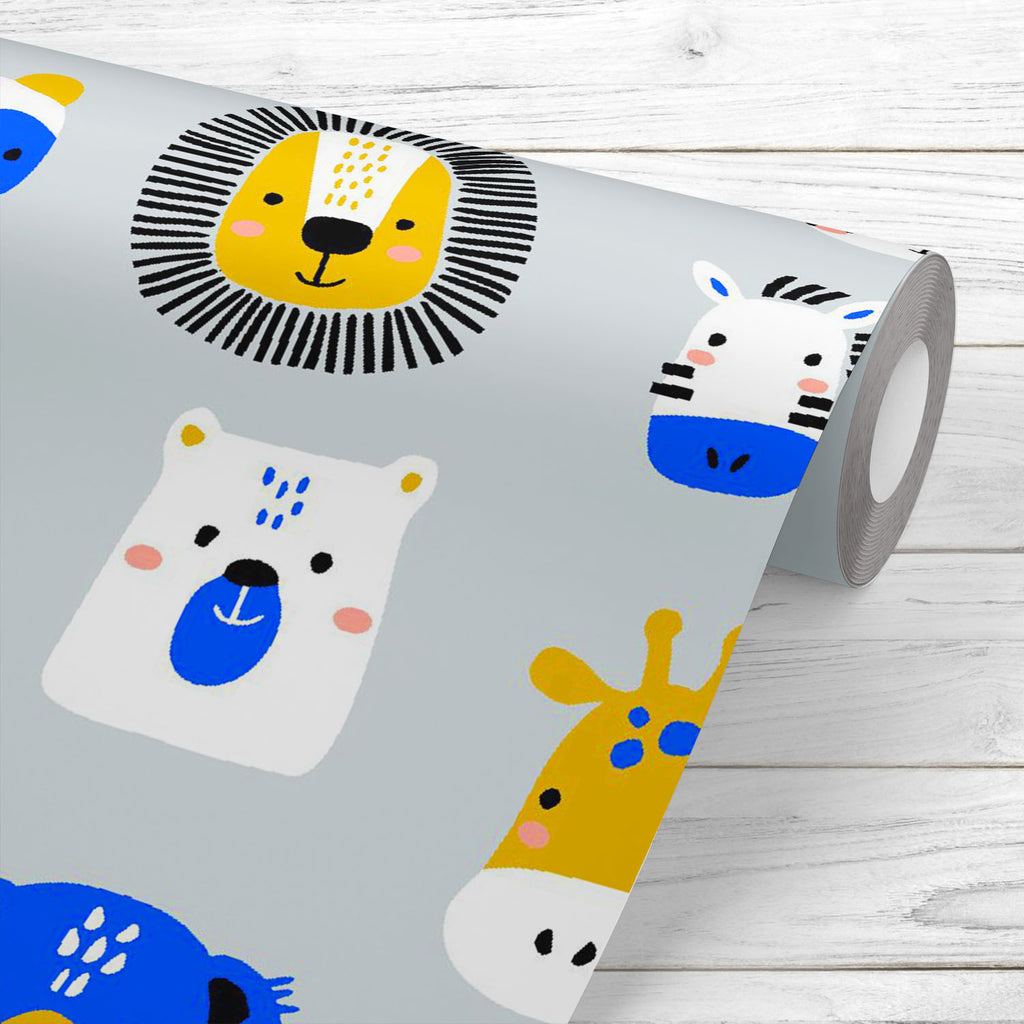 Funny Animals Faces Pattern Wallpaper Roll-Wallpapers Peel & Stick-WAL_PA-IC 5016844 IC 5016844, Animals, Animated Cartoons, Art and Paintings, Baby, Black, Black and White, Caricature, Cartoons, Children, Decorative, Drawing, Hand Drawn, Illustrations, Kids, Patterns, Scandinavian, Signs, Signs and Symbols, White, funny, faces, pattern, wallpaper, roll, cute, panda, shape, giraffe, print, face, illustration, nursery, seamless, trendy, animal, art, backdrop, background, bear, brush, cartoon, cat, childish, 