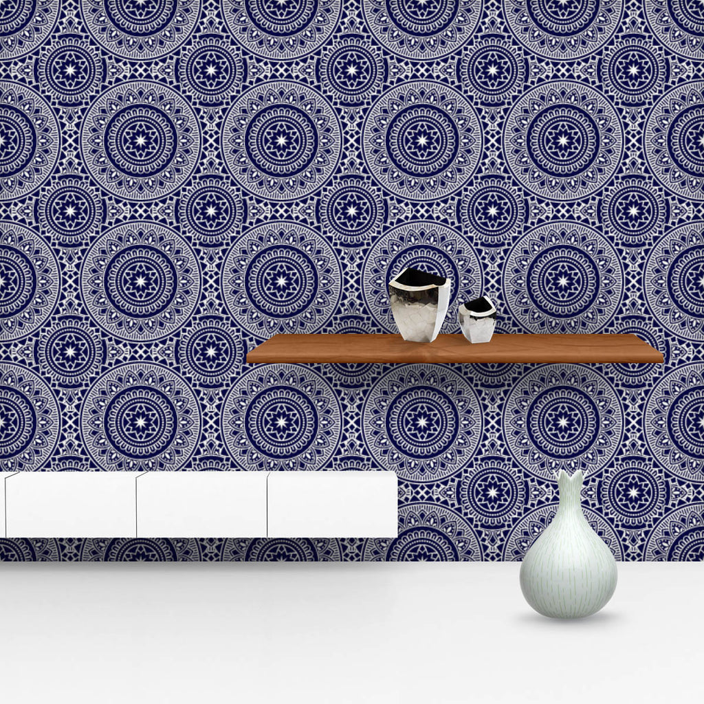 Blue Abstract Mandalas Wallpaper Roll-Wallpapers Peel & Stick-WAL_PA-IC 5016853 IC 5016853, Abstract Expressionism, Abstracts, Ancient, Art and Paintings, Black and White, Bohemian, Botanical, Culture, Decorative, Ethnic, Fashion, Floral, Flowers, Geometric, Geometric Abstraction, Historical, Illustrations, Mandala, Medieval, Nature, Patterns, Retro, Semi Abstract, Signs, Signs and Symbols, Traditional, Tribal, Vintage, White, World Culture, blue, abstract, mandalas, wallpaper, roll, arab, arabesque, art, b