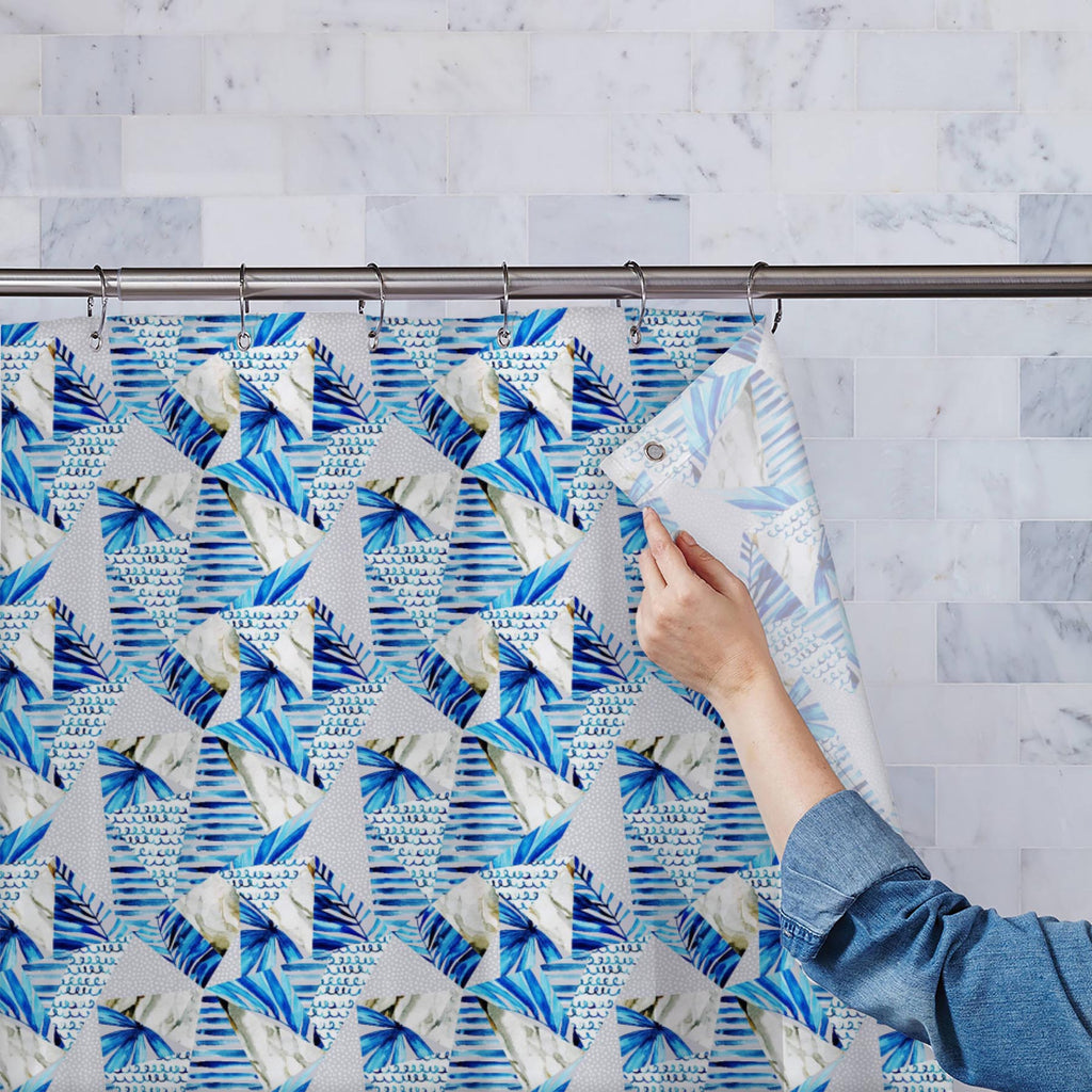 Abstract Marine Triangles D1 Washable Waterproof Shower Curtain - Shower Curtains - ArtzFolio.com