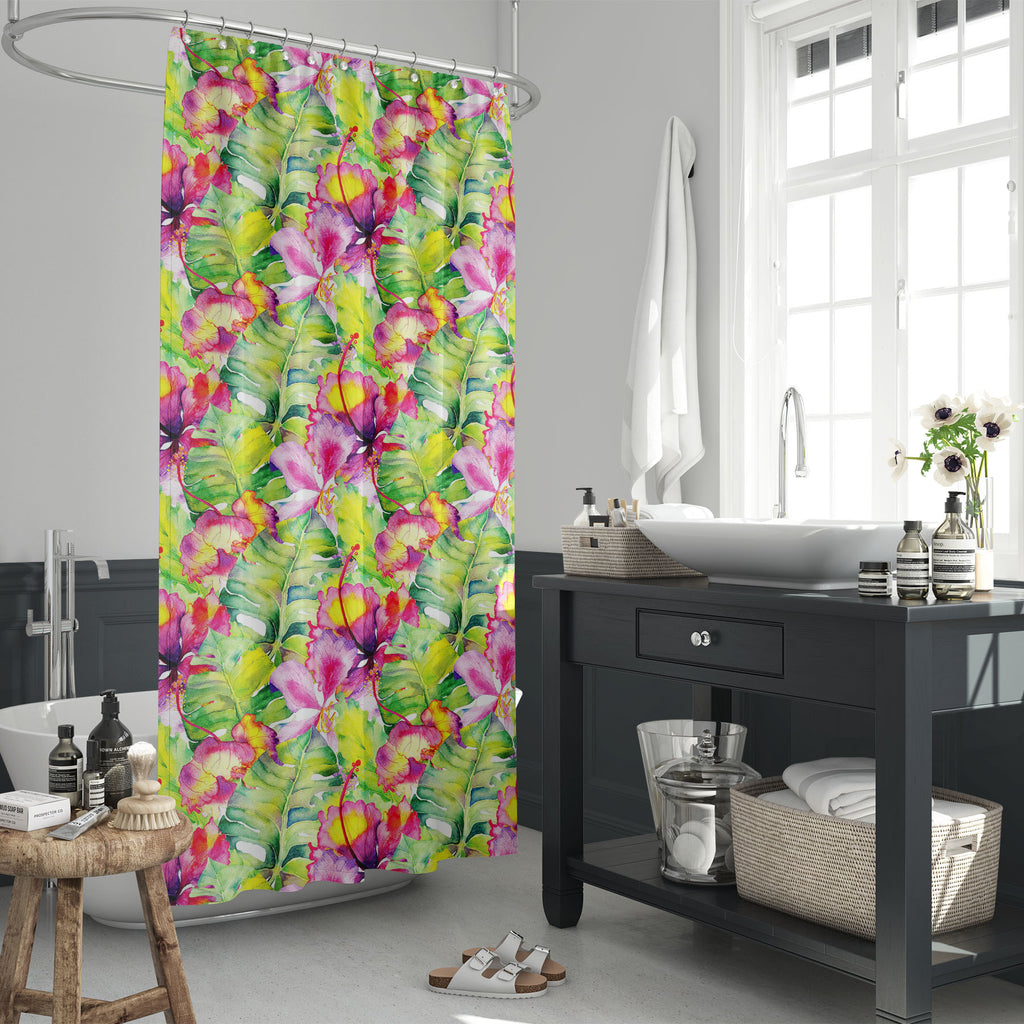 Watercolor Floral Pattern D66 Washable Waterproof Shower Curtain-Shower Curtains-CUR_SH_EL-IC 5016889 IC 5016889, Botanical, Drawing, Floral, Flowers, Hawaiian, Illustrations, Nature, Patterns, Tropical, Watercolour, watercolor, pattern, d66, washable, waterproof, shower, curtain, banana, amazing, artwork, leaf, autumn, backdrop, background, beach, beautiful, bikini, blossom, blue, branch, corsage, detailed, exotic, flora, flower, foliage, frangipani, garden, green, group, hawaii, illustration, interior, ju