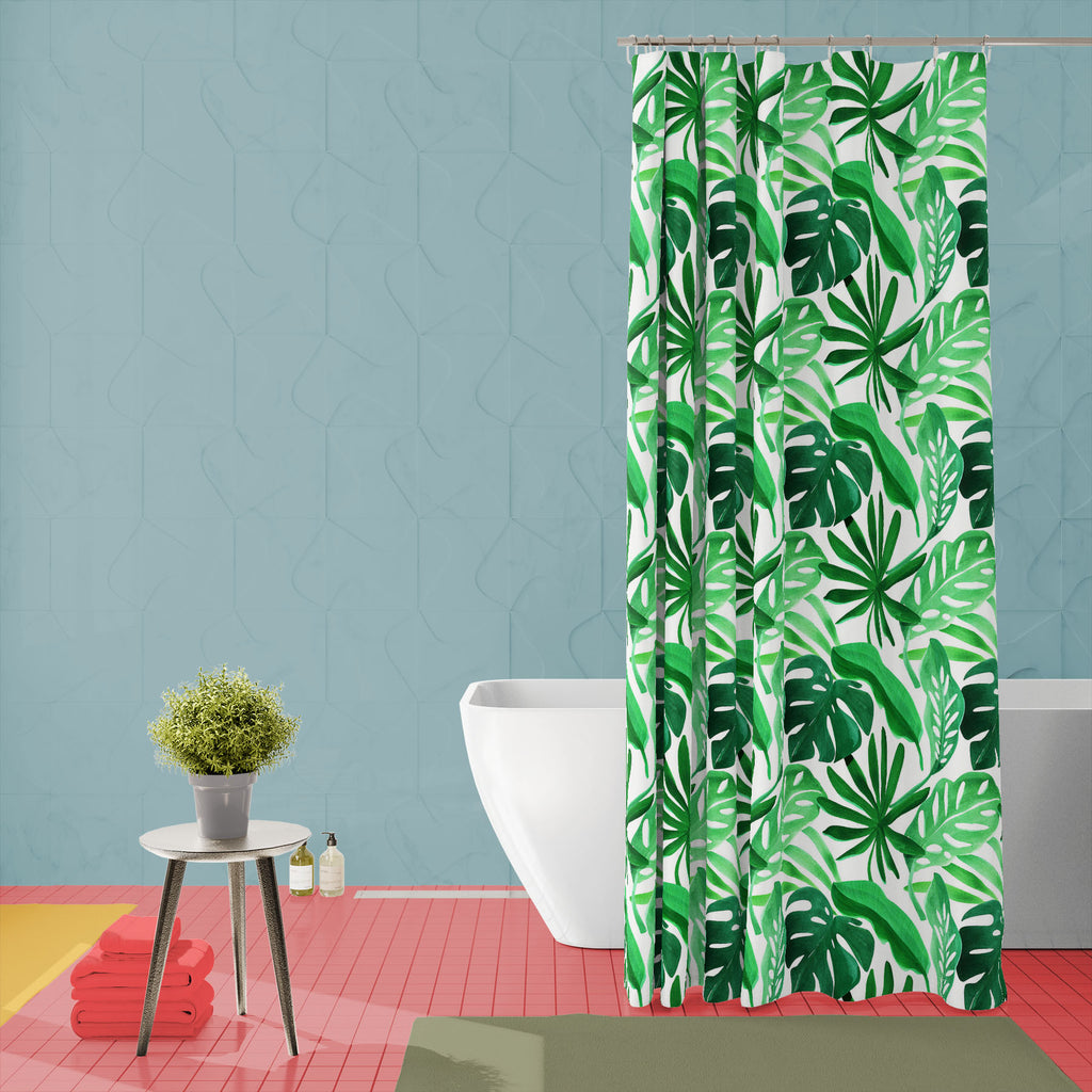 Watercolor Tropical Leaves D3 Washable Waterproof Shower Curtain-Shower Curtains-CUR_SH_EL-IC 5016896 IC 5016896, Art and Paintings, Botanical, Fashion, Floral, Flowers, Gouache, Illustrations, Nature, Patterns, Scenic, Signs, Signs and Symbols, Tropical, Watercolour, watercolor, leaves, d3, washable, waterproof, shower, curtain, pattern, beige, texture, background, green, illustration, monstera, paper, seamless, art, backdrop, banana, leaf, classic, decoration, design, exotic, garden, jungle, paint, palm, 