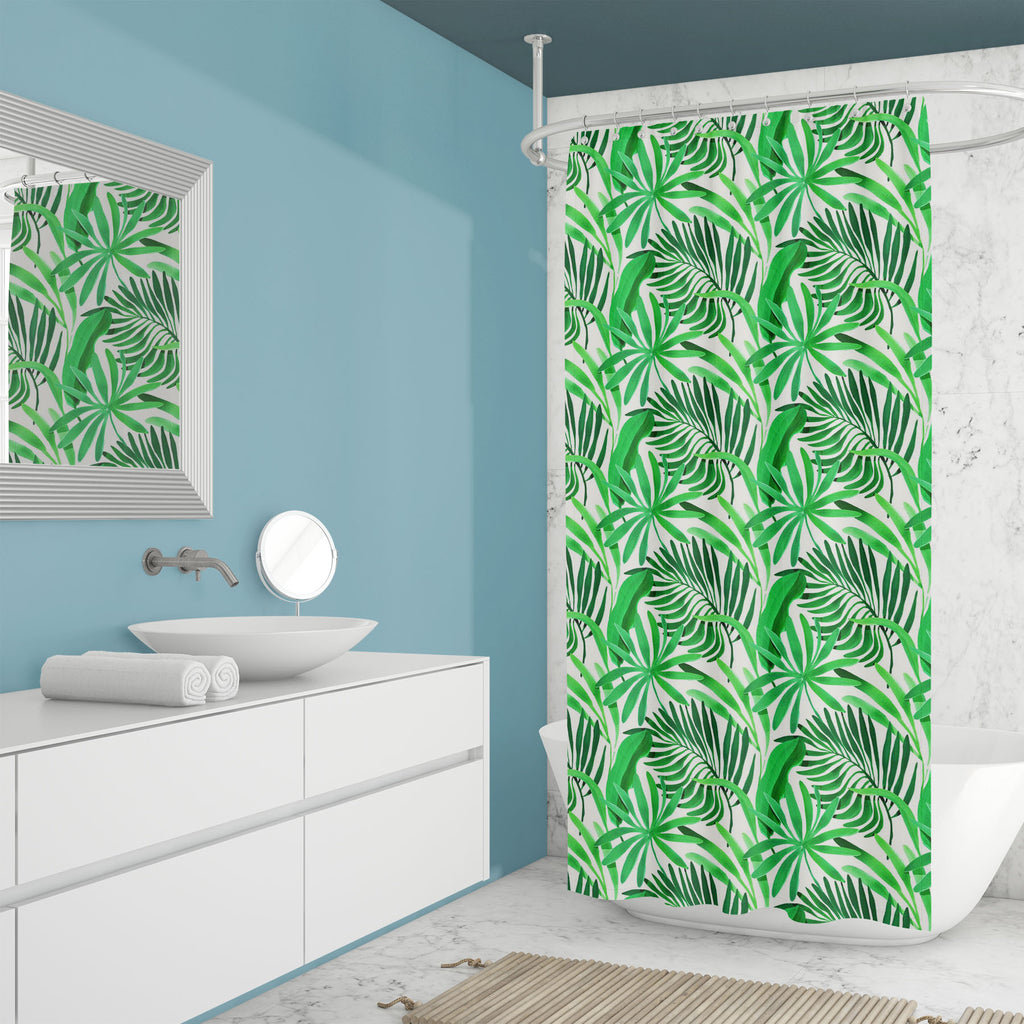 Watercolor Botanical Leaves D2 Washable Waterproof Shower Curtain-Shower Curtains-CUR_SH_EL-IC 5016897 IC 5016897, Art and Paintings, Botanical, Fashion, Floral, Flowers, Gouache, Illustrations, Nature, Patterns, Scenic, Signs, Signs and Symbols, Tropical, Watercolour, watercolor, leaves, d2, washable, waterproof, shower, curtain, art, backdrop, background, banana, leaf, beige, classic, decoration, design, exotic, garden, green, illustration, jungle, monstera, paint, palm, paper, pattern, plant, rain, fores
