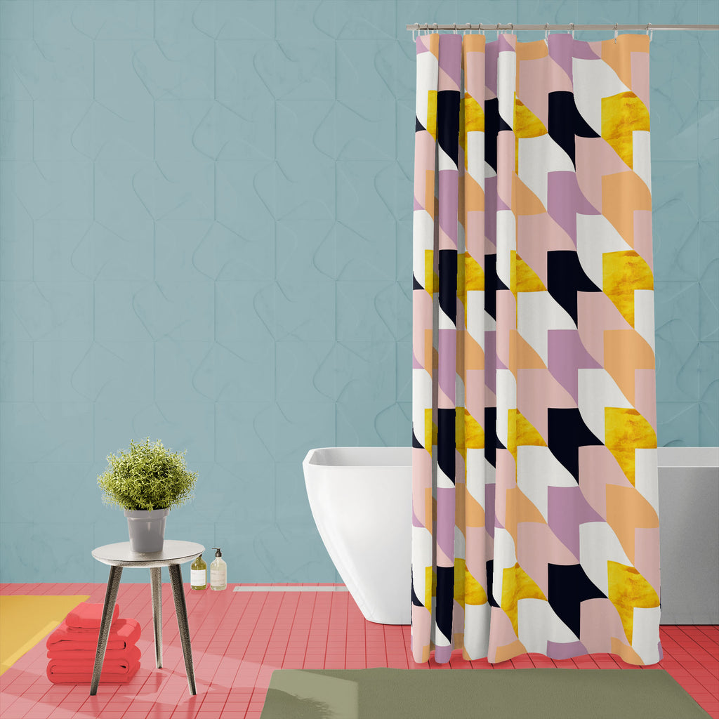 Geometric Pattern D51 Washable Waterproof Shower Curtain-Shower Curtains-CUR_SH_EL-IC 5016911 IC 5016911, Abstract Expressionism, Abstracts, Art and Paintings, Geometric, Geometric Abstraction, Illustrations, Patterns, Scandinavian, Semi Abstract, Signs, Signs and Symbols, pattern, d51, washable, waterproof, shower, curtain, abstract, art, backdrop, background, beige, blue, design, gold, grunge, illustration, paper, pink, seamless, shape, simple, texture, wallpaper, wrapping, yellow, artzfolio, shower curta