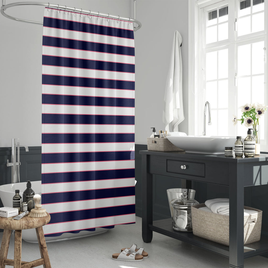 Colorful Horizontal Stripes Washable Waterproof Shower Curtain-Shower Curtains-CUR_SH_EL-IC 5016929 IC 5016929, Abstract Expressionism, Abstracts, Black and White, Decorative, Digital, Digital Art, Fashion, Geometric, Geometric Abstraction, Graphic, Illustrations, Nautical, Patterns, Plain, Semi Abstract, Signs, Signs and Symbols, Stripes, White, colorful, horizontal, washable, waterproof, shower, curtain, stripe, pattern, seamless, navy, wide, background, cute, vector, fabric, lines, minimal, wallpaper, ab