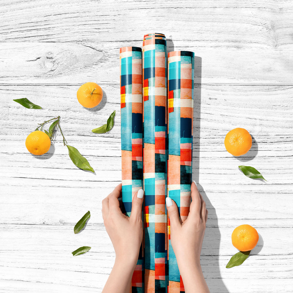 Abstract Geometric Stripes D12 Art & Craft Gift Wrapping Paper - Wrapping Papers - ArtzFolio.com