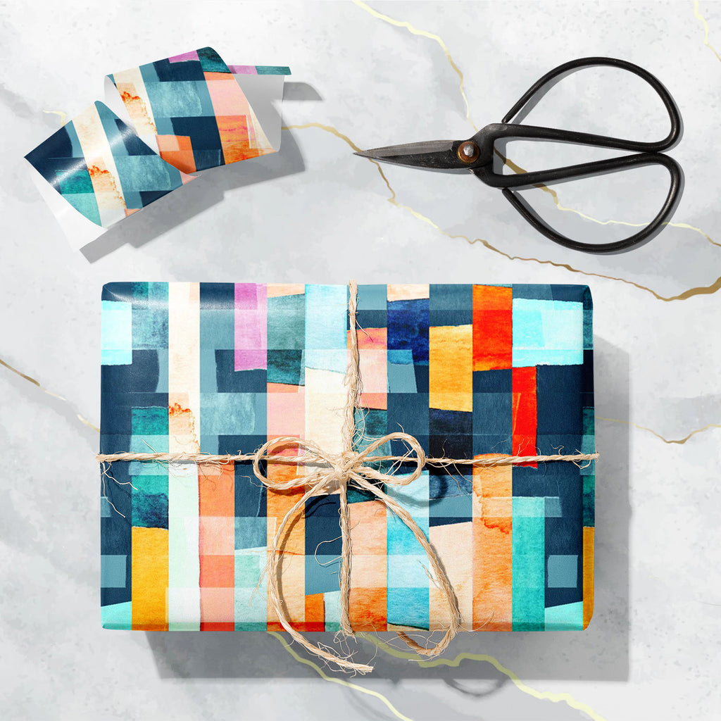 Abstract Geometric Stripes D13 Art & Craft Gift Wrapping Paper - Wrapping Papers - ArtzFolio.com