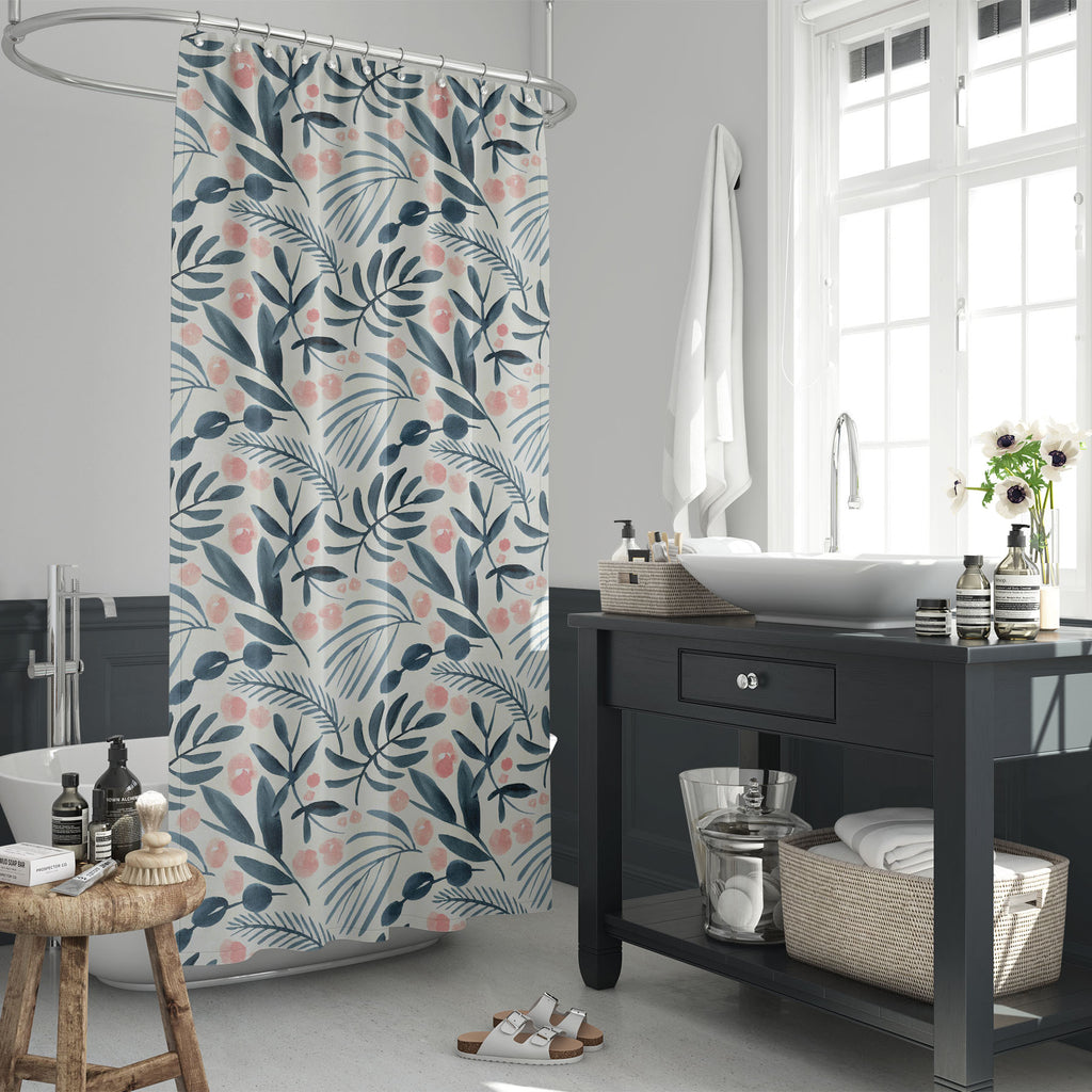 Watercolor Floral Pattern D67 Washable Waterproof Shower Curtain-Shower Curtains-CUR_SH_EL-IC 5016939 IC 5016939, Abstract Expressionism, Abstracts, Art and Paintings, Botanical, Floral, Flowers, Gouache, Illustrations, Nature, Patterns, Scenic, Semi Abstract, Signs, Signs and Symbols, Watercolour, watercolor, pattern, d67, washable, waterproof, shower, curtain, beige, flower, illustration, seamless, abstract, art, backdrop, background, bloom, blue, decoration, design, garden, indigo, leaf, navy, paint, pap