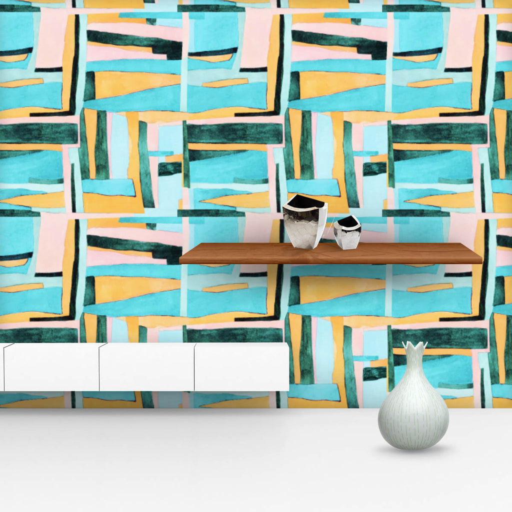 Abstract Geometric Stripes D14 Wallpaper Roll - Wallpapers Peel & Stick - ArtzFolio.com