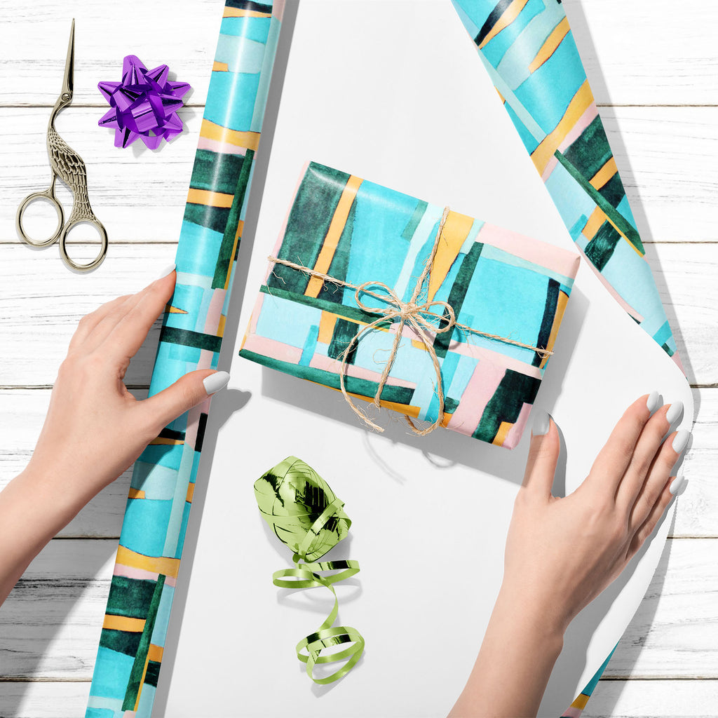 Abstract Geometric Stripes D14 Art & Craft Gift Wrapping Paper - Wrapping Papers - ArtzFolio.com