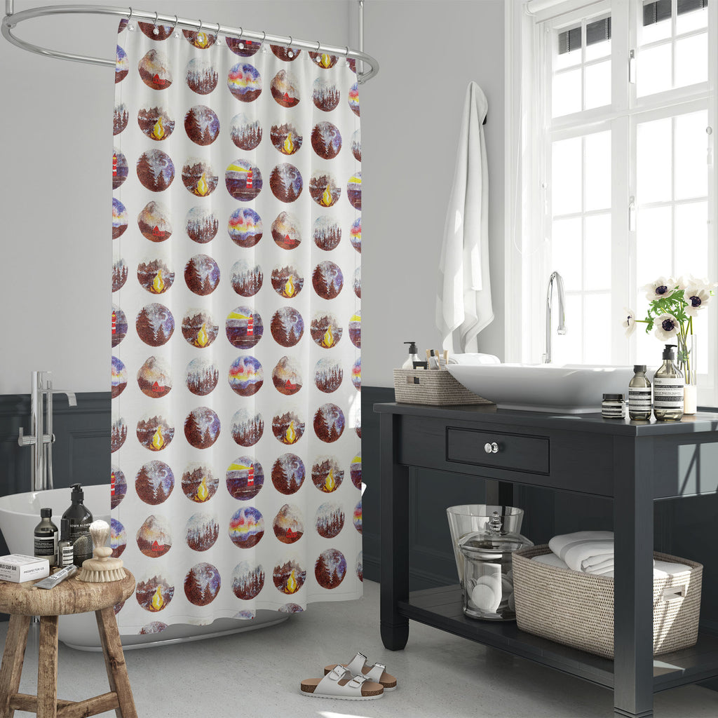 Scandinavian Watercolor Landscape Washable Waterproof Shower Curtain-Shower Curtains-CUR_SH_EL-IC 5016948 IC 5016948, Ancient, Animated Cartoons, Architecture, Art and Paintings, Black, Black and White, Caricature, Cartoons, Digital, Digital Art, Graphic, Historical, Illustrations, Landscapes, Medieval, Mountains, Nature, Patterns, Scandinavian, Scenic, Seasons, Signs, Signs and Symbols, Space, Stars, Vintage, Watercolour, White, Wildlife, watercolor, landscape, washable, waterproof, shower, curtain, art, a