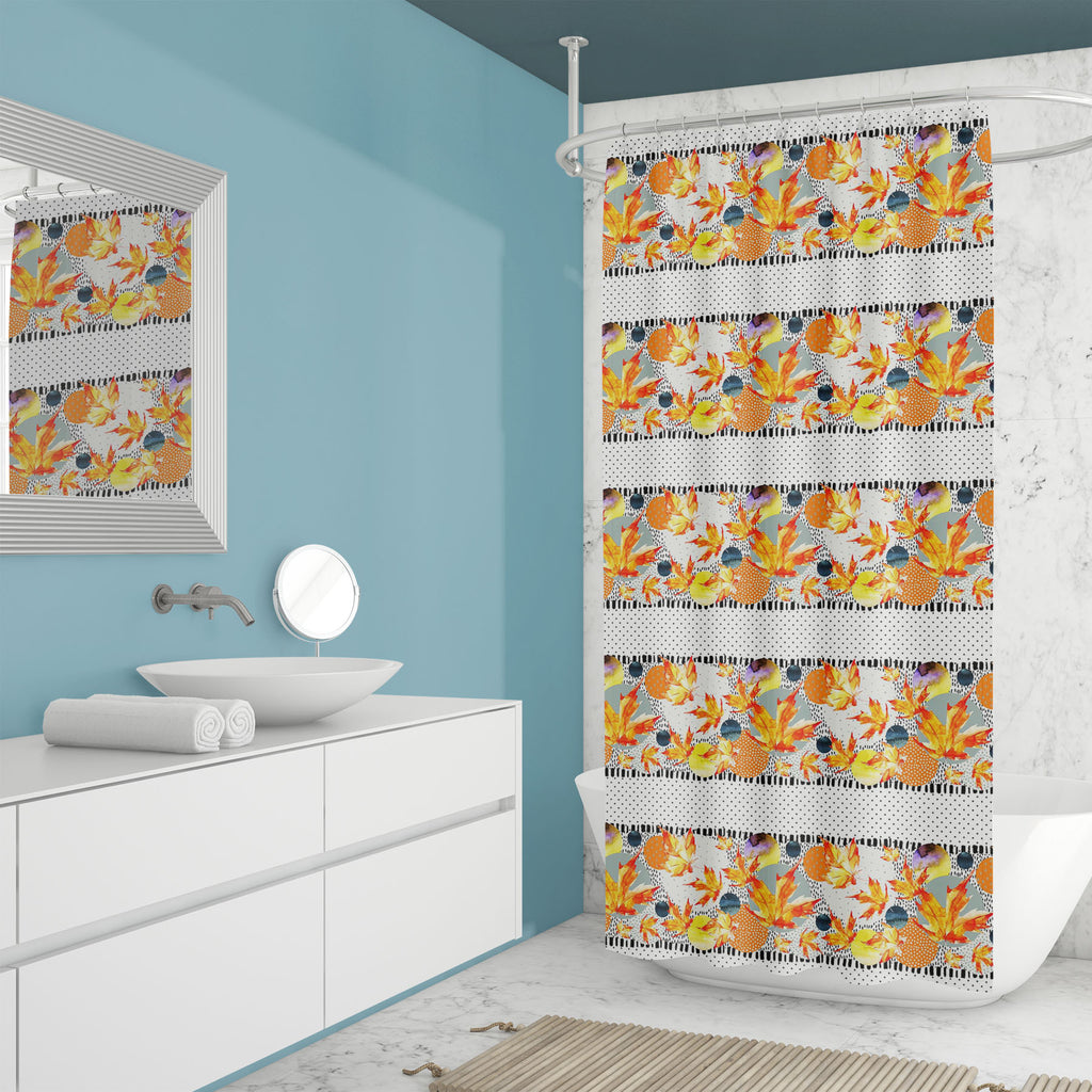 Watercolor Floral Leaves D8 Washable Waterproof Shower Curtain-Shower Curtains-CUR_SH_EL-IC 5016952 IC 5016952, Abstract Expressionism, Abstracts, Art and Paintings, Botanical, Circle, Digital, Digital Art, Dots, Floral, Flowers, Geometric, Geometric Abstraction, Graphic, Illustrations, Nature, Patterns, Scenic, Semi Abstract, Signs, Signs and Symbols, Watercolour, watercolor, leaves, d8, washable, waterproof, shower, curtain, abstract, art, autumn, backdrop, background, blob, border, brush, color, dash, de