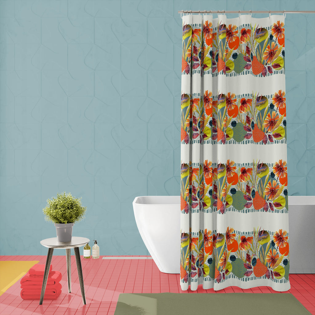 Watercolor Floral Leaves D10 Washable Waterproof Shower Curtain-Shower Curtains-CUR_SH_EL-IC 5016982 IC 5016982, Abstract Expressionism, Abstracts, Art and Paintings, Black, Black and White, Botanical, Circle, Digital, Digital Art, Dots, Floral, Flowers, Geometric, Geometric Abstraction, Graphic, Illustrations, Nature, Patterns, Scenic, Semi Abstract, Signs, Signs and Symbols, Watercolour, watercolor, leaves, d10, washable, waterproof, shower, curtain, pattern, aster, art, autumn, background, border, chamom