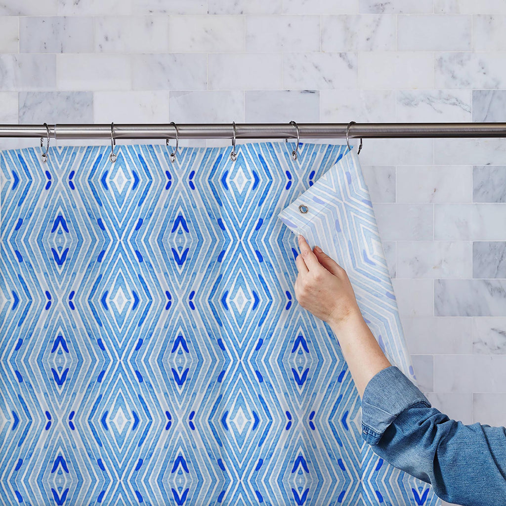 Blue Watercolor Stripes Washable Waterproof Shower Curtain-Shower Curtains-CUR_SH_EL-IC 5016999 IC 5016999, Abstract Expressionism, Abstracts, Allah, Arabic, Art and Paintings, Aztec, Chevron, Culture, Diamond, Digital, Digital Art, Ethnic, Fashion, Geometric, Geometric Abstraction, Graphic, Ikat, Islam, Mandala, Paisley, Patterns, Persian, Pets, Semi Abstract, Signs, Signs and Symbols, Stripes, Traditional, Tribal, Watercolour, World Culture, blue, watercolor, washable, waterproof, shower, curtain, pattern