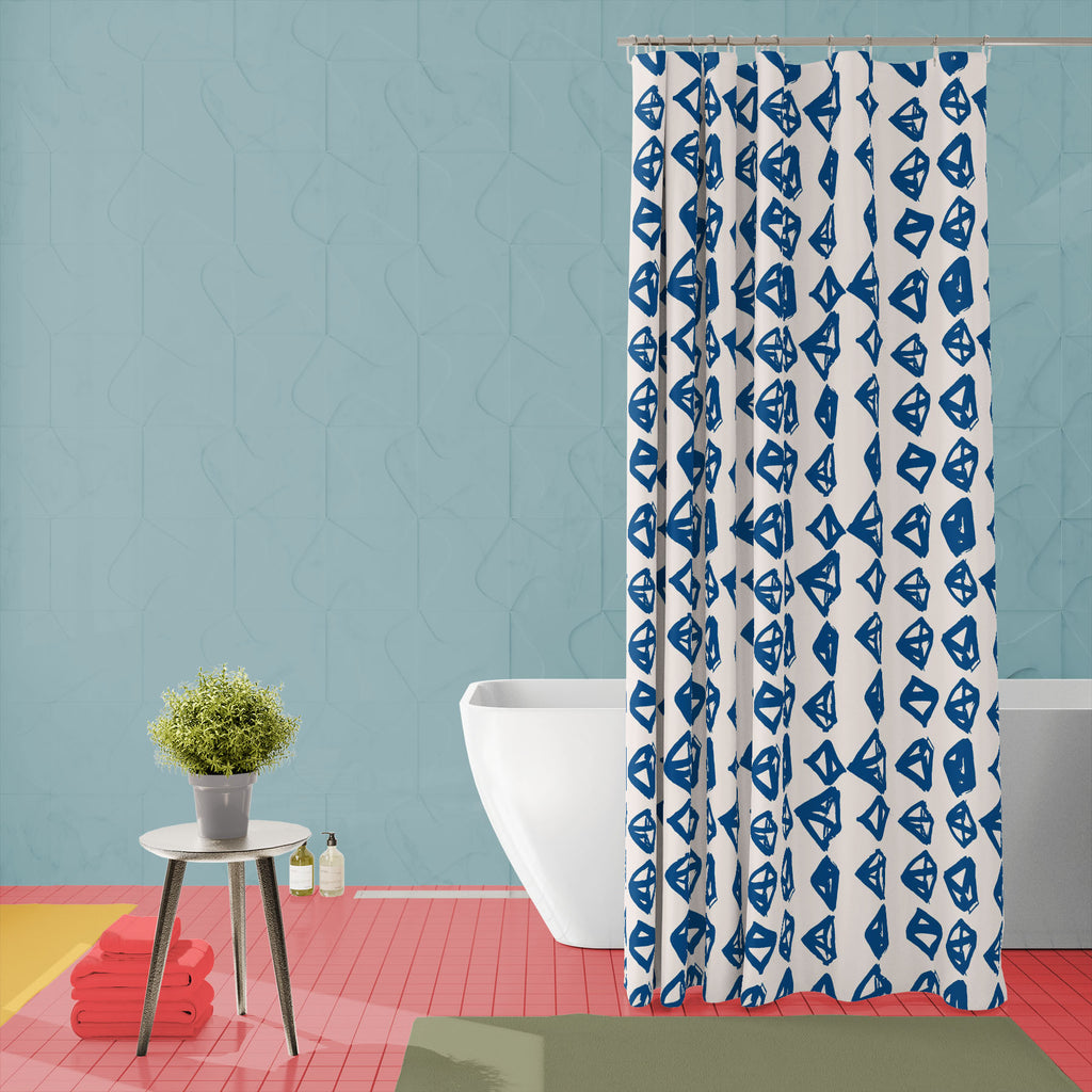 Indigo Minimal Triangle Washable Waterproof Shower Curtain-Shower Curtains-CUR_SH_EL-IC 5017015 IC 5017015, 3D, Abstract Expressionism, Abstracts, Black and White, Diamond, Digital, Digital Art, Eygptian, Geometric, Geometric Abstraction, Graphic, Illustrations, Japanese, Patterns, Semi Abstract, Signs, Signs and Symbols, Symbols, Triangles, White, indigo, minimal, triangle, washable, waterproof, shower, curtain, background, flat, vector, abstract, artistic, blue, chaotic, clean, crystal, design, drawn, ele
