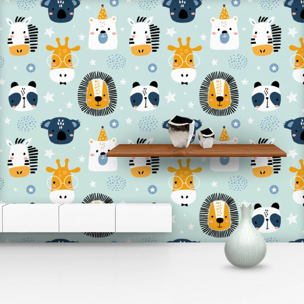 Childish Animals Faces Pattern Wallpaper Roll-Wallpapers Peel & Stick-WAL_PA-IC 5017023 IC 5017023, Animals, Animated Cartoons, Baby, Black, Black and White, Caricature, Cartoons, Children, Decorative, Drawing, Hand Drawn, Illustrations, Kids, Patterns, Scandinavian, White, childish, faces, pattern, wallpaper, roll, animal, cute, seamless, vector, nursery, print, background, bear, cartoon, koala, panda, decoration, doodle, zebra, backdrop, brush, cat, element, face, giraffe, hand, drawn, raccoon, repeat, sh