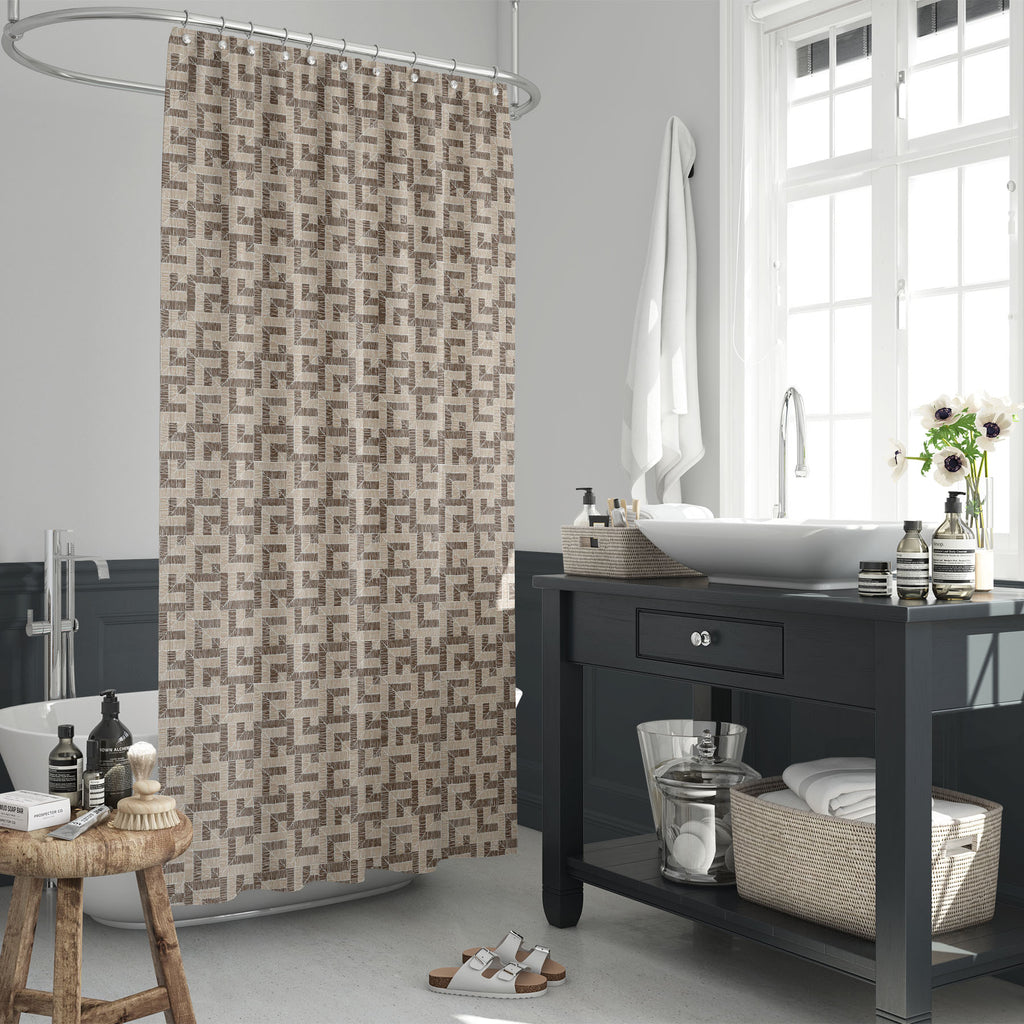 Geometric Vintage D2 Washable Waterproof Shower Curtain-Shower Curtains-CUR_SH_EL-IC 5017038 IC 5017038, Abstract Expressionism, Abstracts, African, Ancient, Art and Paintings, Aztec, Bohemian, Culture, Decorative, Digital, Digital Art, Drawing, Ethnic, Fashion, Folk Art, Geometric, Geometric Abstraction, Graphic, Historical, Illustrations, Indian, Medieval, Mexican, Modern Art, Patterns, Pets, Retro, Semi Abstract, Signs, Signs and Symbols, Traditional, Tribal, Vintage, World Culture, d2, washable, waterpr