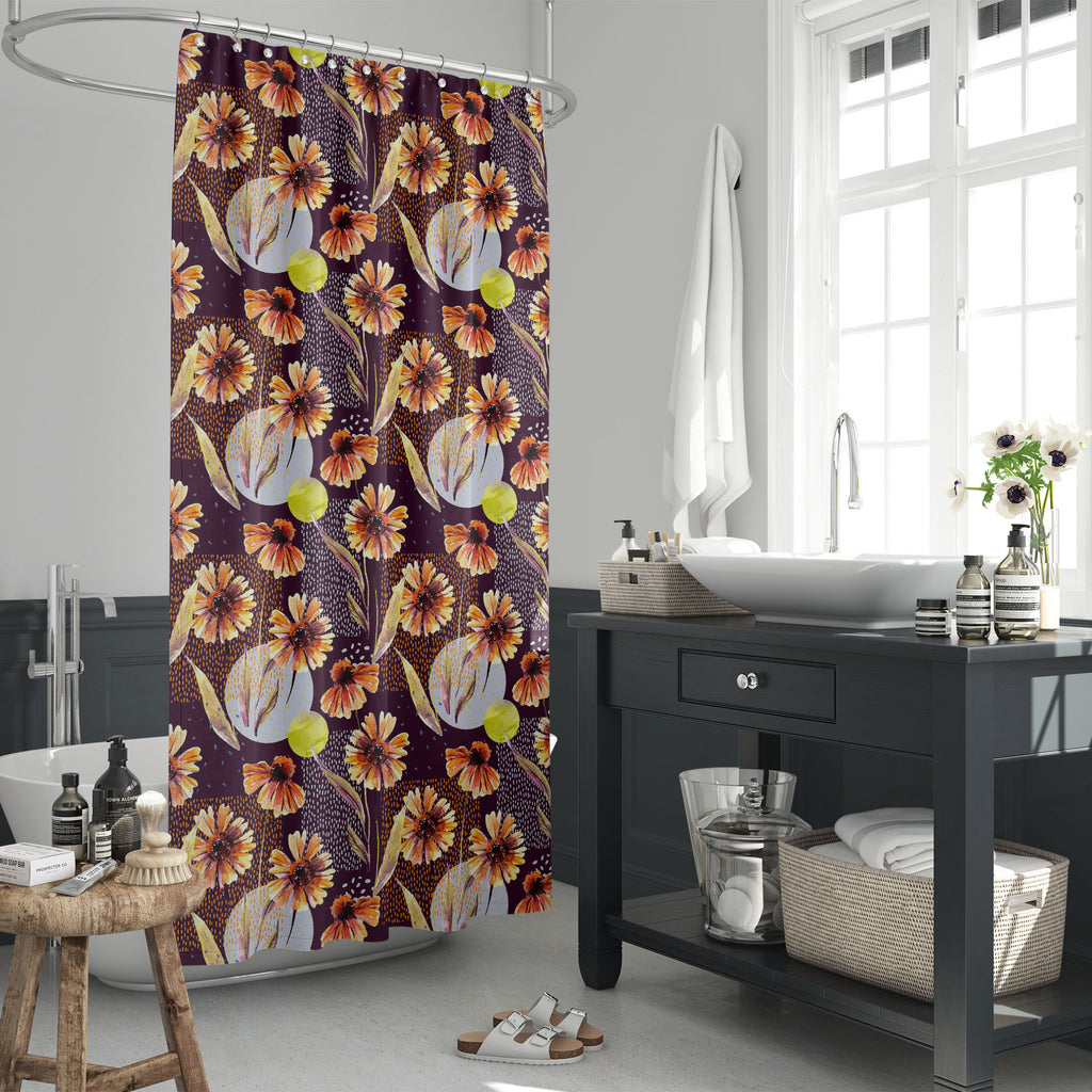 Watercolor Floral Leaves D11 Washable Waterproof Shower Curtain-Shower Curtains-CUR_SH_EL-IC 5017044 IC 5017044, Abstract Expressionism, Abstracts, Art and Paintings, Botanical, Digital, Digital Art, Dots, Floral, Flowers, Geometric, Geometric Abstraction, Graphic, Illustrations, Nature, Patterns, Scenic, Semi Abstract, Signs, Signs and Symbols, Watercolour, watercolor, leaves, d11, washable, waterproof, shower, curtain, pattern, aster, autumn, design, textile, art, background, border, brown, chamomile, col