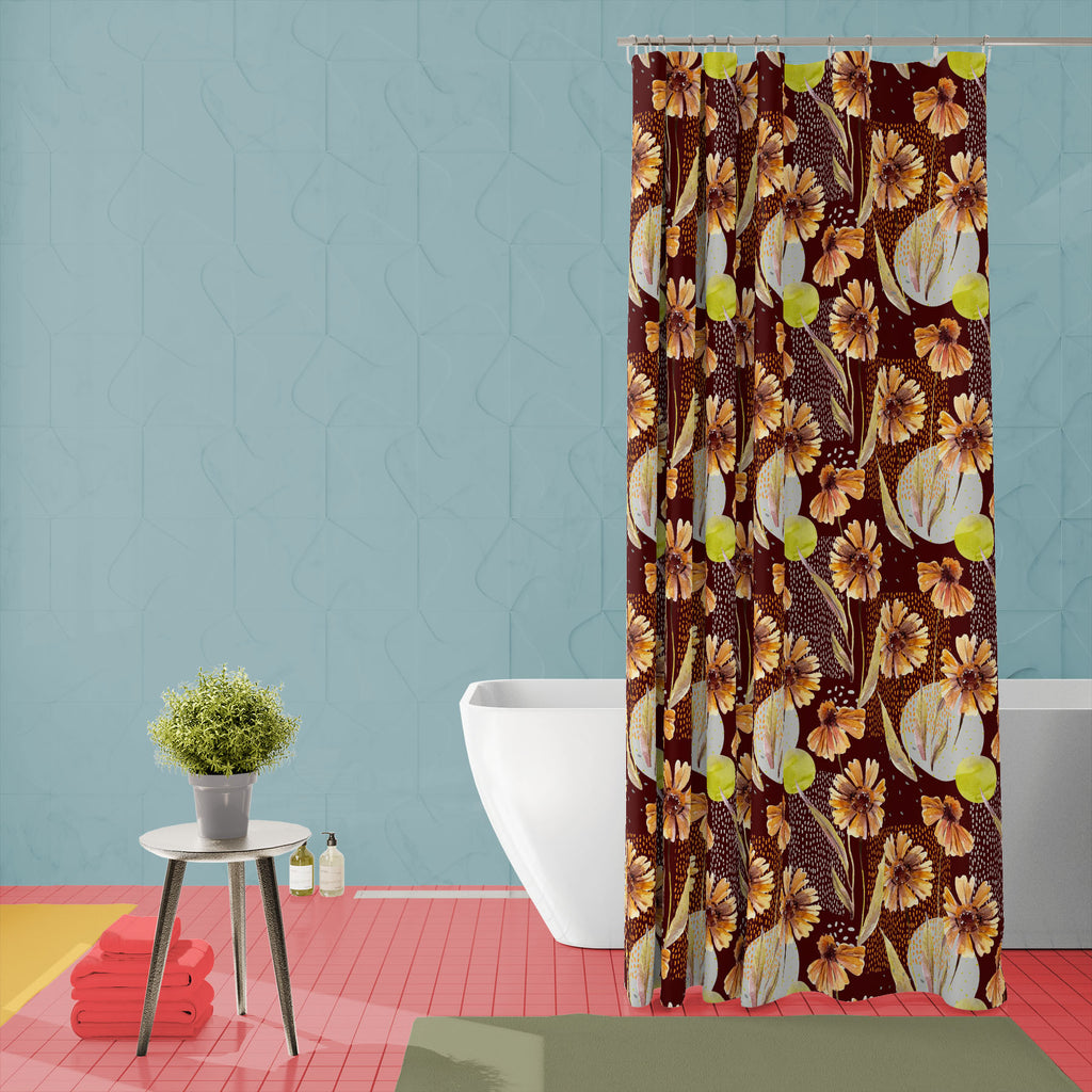 Watercolor Floral Leaves D14 Washable Waterproof Shower Curtain-Shower Curtains-CUR_SH_EL-IC 5017058 IC 5017058, Abstract Expressionism, Abstracts, Art and Paintings, Botanical, Digital, Digital Art, Dots, Floral, Flowers, Geometric, Geometric Abstraction, Graphic, Illustrations, Nature, Patterns, Scenic, Semi Abstract, Signs, Signs and Symbols, Watercolour, watercolor, leaves, d14, washable, waterproof, shower, curtain, art, aster, autumn, background, border, brown, chamomile, color, cool, daisy, dash, des