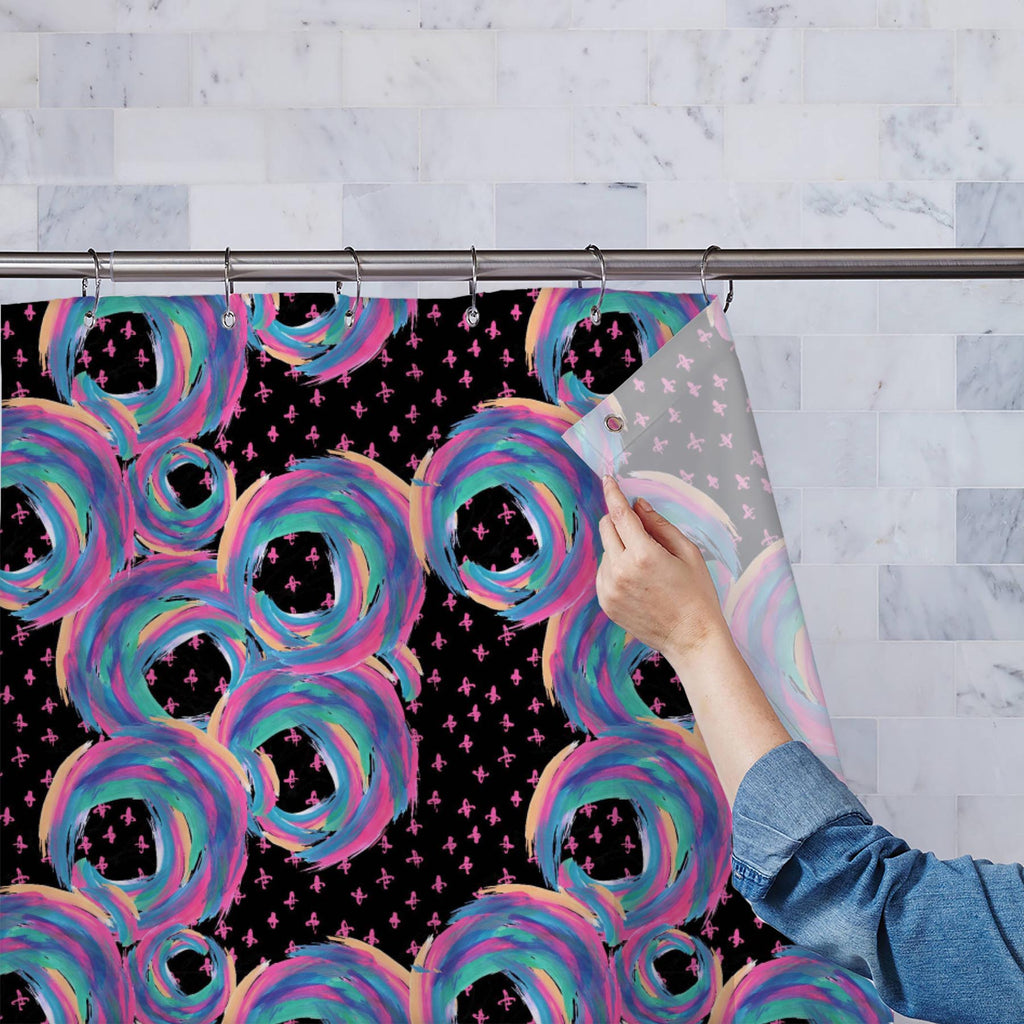 Abstract Circles Brushstrokes D1 Washable Waterproof Shower Curtain - Shower Curtains - ArtzFolio.com