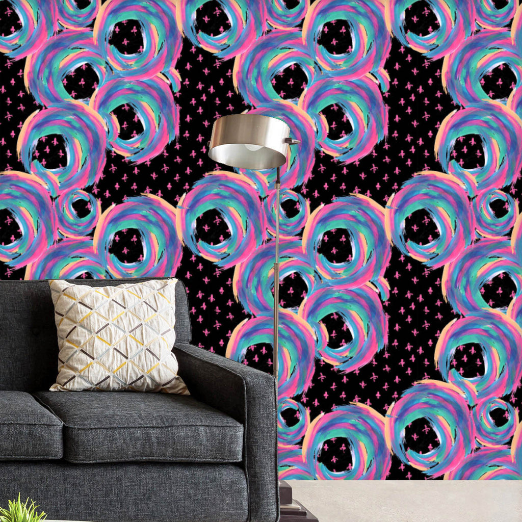 Abstract Circles Brushstrokes D1 Wallpaper Roll - Wallpapers Peel & Stick - ArtzFolio.com
