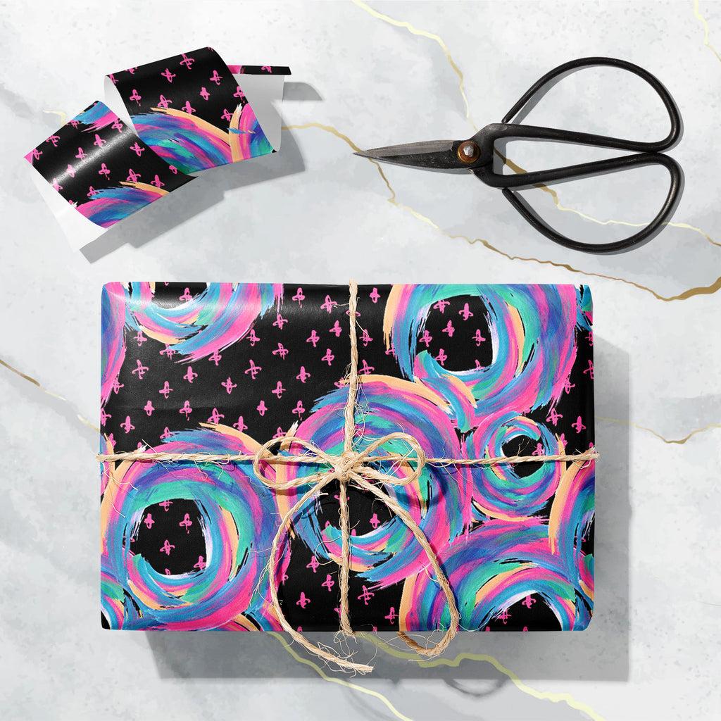 Abstract Circles Brushstrokes D1 Art & Craft Gift Wrapping Paper - Wrapping Papers - ArtzFolio.com