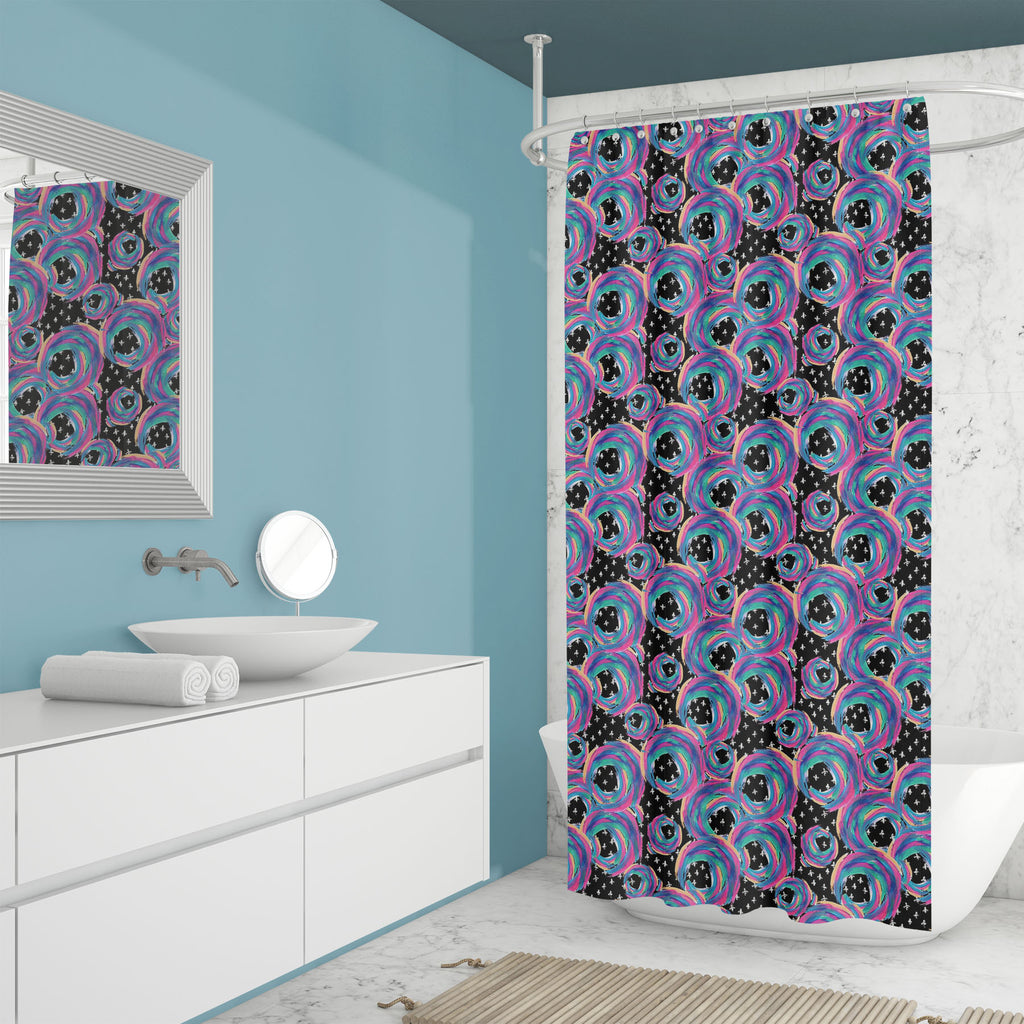 Abstract Circles Brushstrokes D2 Washable Waterproof Shower Curtain - Shower Curtains - ArtzFolio.com