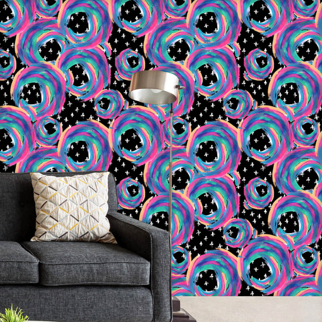 Abstract Circles Brushstrokes D2 Wallpaper Roll - Wallpapers Peel & Stick - ArtzFolio.com