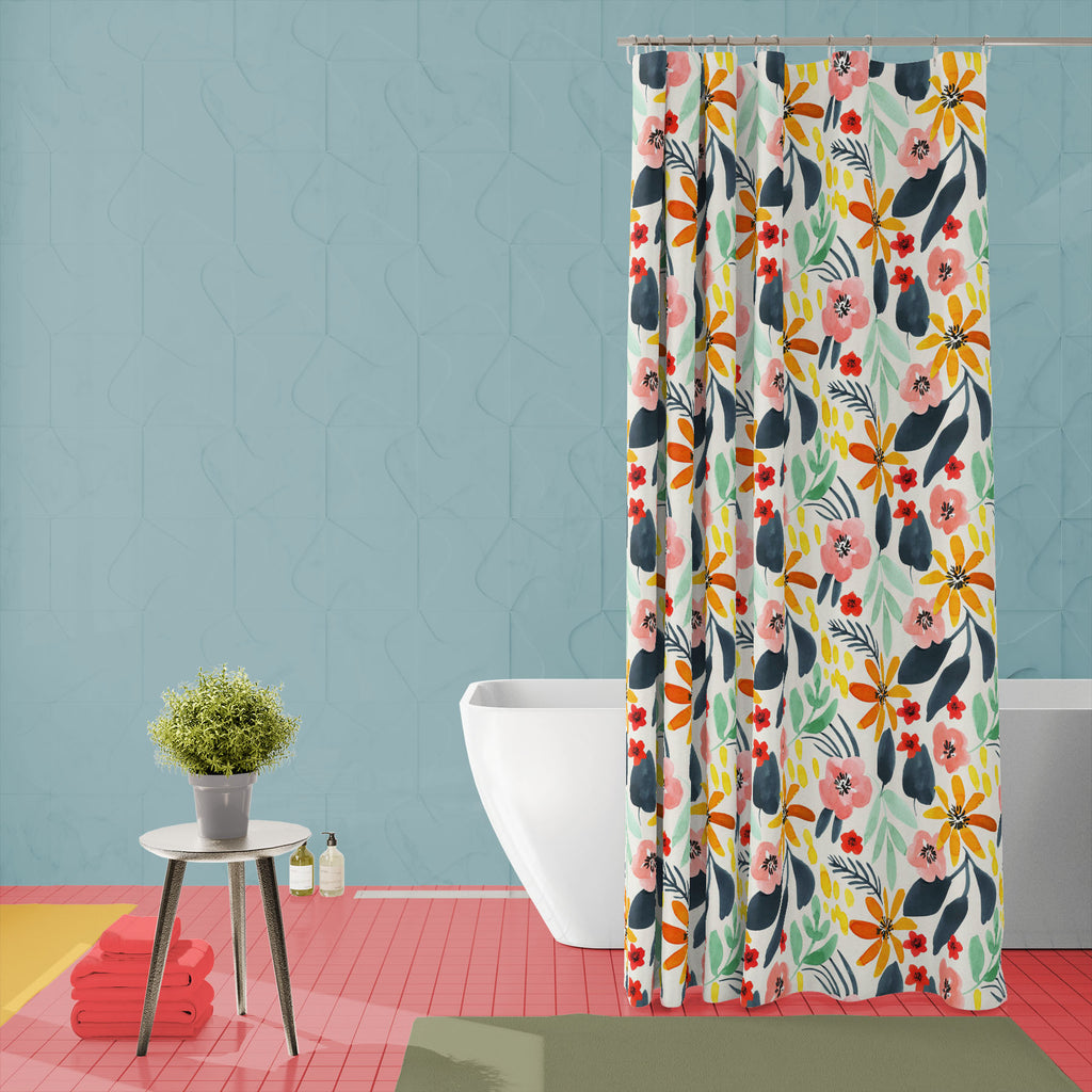Watercolor Floral Pattern D77 Washable Waterproof Shower Curtain-Shower Curtains-CUR_SH_EL-IC 5017094 IC 5017094, Abstract Expressionism, Abstracts, Art and Paintings, Botanical, Floral, Flowers, Gouache, Illustrations, Nature, Patterns, Scenic, Semi Abstract, Signs, Signs and Symbols, Watercolour, watercolor, pattern, d77, washable, waterproof, shower, curtain, abstract, beige, garden, illustration, pink, teal, art, backdrop, background, bloom, blossom, blue, decoration, delicate, design, elegant, flower, 