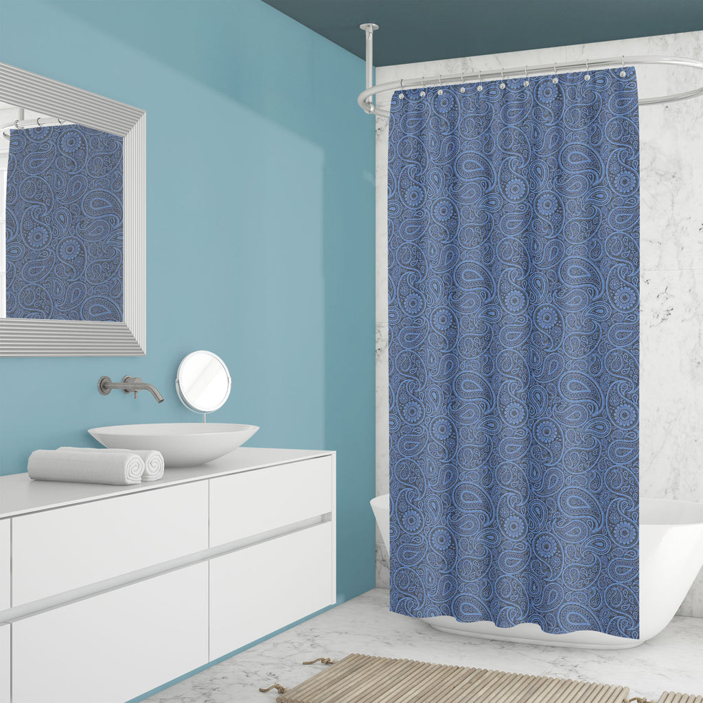 Denim Floral Paisley Washable Waterproof Shower Curtain-Shower Curtains-CUR_SH_EL-IC 5017137 IC 5017137, Illustrations, Patterns, denim, floral, paisley, washable, waterproof, shower, curtain, artzfolio, shower curtain, bathroom curtain, eyelet shower curtain, waterproof shower curtain, kids shower curtain, washable curtain, 7feet shower curtain, washroom curtain, set of 2 curtain, pvc shower curtain, designer shower curtain, shower curtain 6feet, bath curtain, polyester shower curtain, 84inch shower curtai