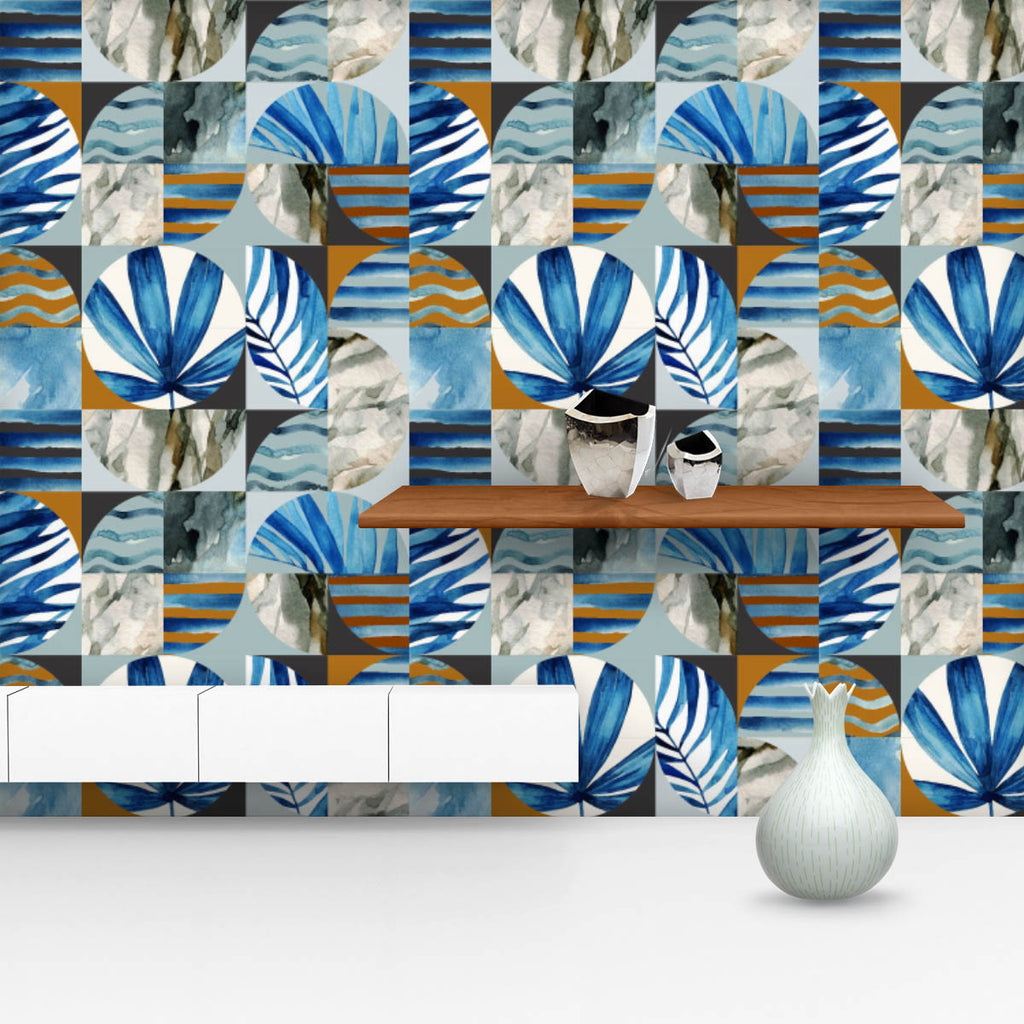 Abstract Tropical Leaves D2 Wallpaper Roll - Wallpapers Peel & Stick - ArtzFolio.com