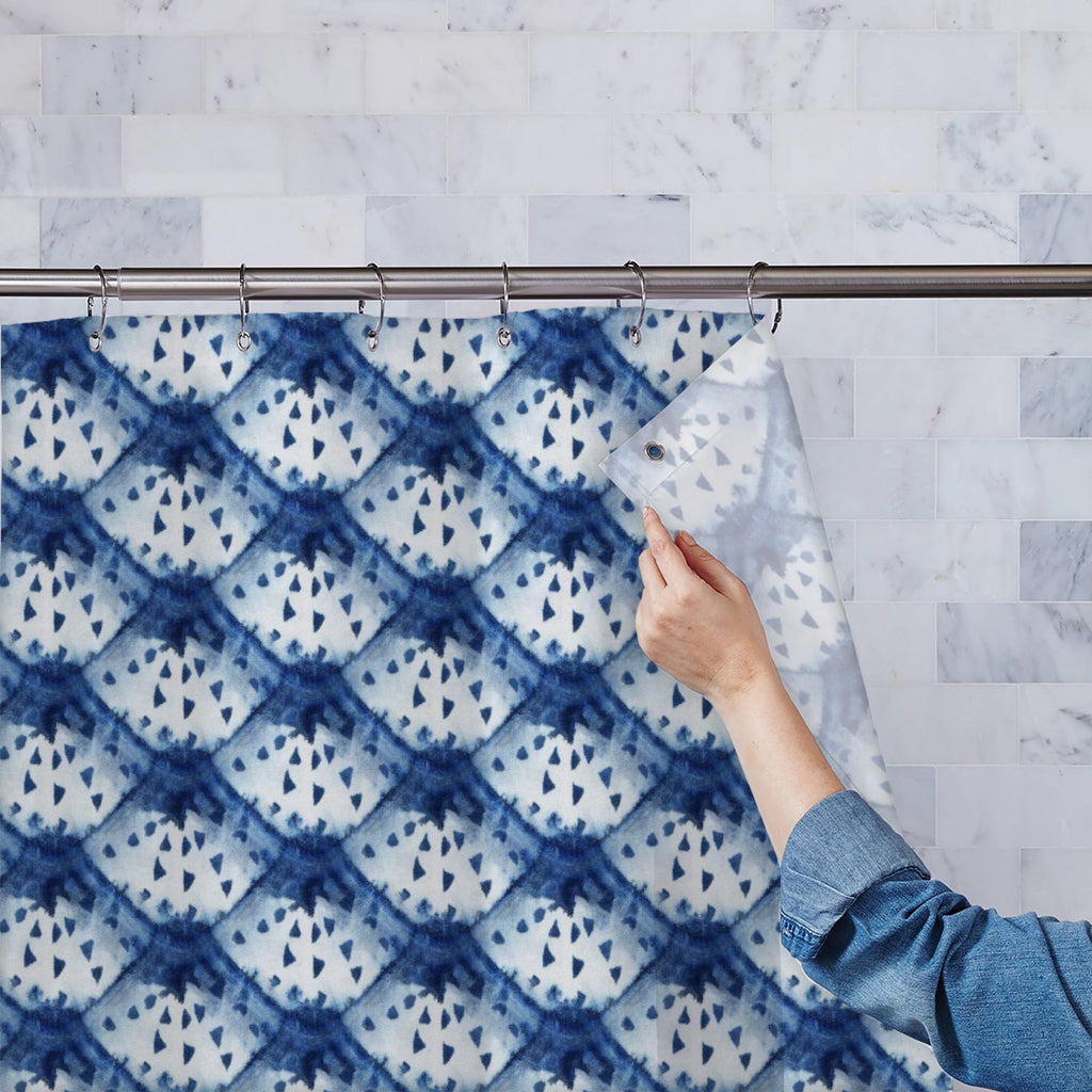 Shibori Indigo Colors D7 Washable Waterproof Shower Curtain-Shower Curtains-CUR_SH_EL-IC 5017154 IC 5017154, Abstract Expressionism, Abstracts, Art and Paintings, Black and White, Culture, Decorative, Ethnic, Fashion, Illustrations, Japanese, Paintings, Patterns, Retro, Semi Abstract, Shibori, Signs, Signs and Symbols, Traditional, Tribal, Watercolour, White, World Culture, indigo, colors, d7, washable, waterproof, shower, curtain, dye, 1960, abstract, art, artistic, backdrop, background, batik, beauty, bri