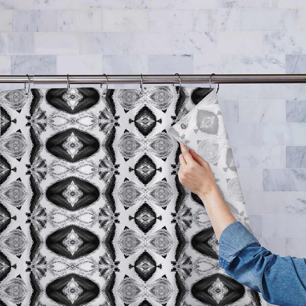 Black & White Pattern D2 Washable Waterproof Shower Curtain-Shower Curtains-CUR_SH_EL-IC 5017259 IC 5017259, Abstract Expressionism, Abstracts, Art and Paintings, Black, Black and White, Decorative, Digital, Digital Art, Geometric, Geometric Abstraction, Graphic, Illustrations, Modern Art, Patterns, Semi Abstract, Signs, Signs and Symbols, White, pattern, d2, washable, waterproof, shower, curtain, abstract, art, backdrop, background, beautiful, craft, creative, decor, design, element, form, illustration, ka