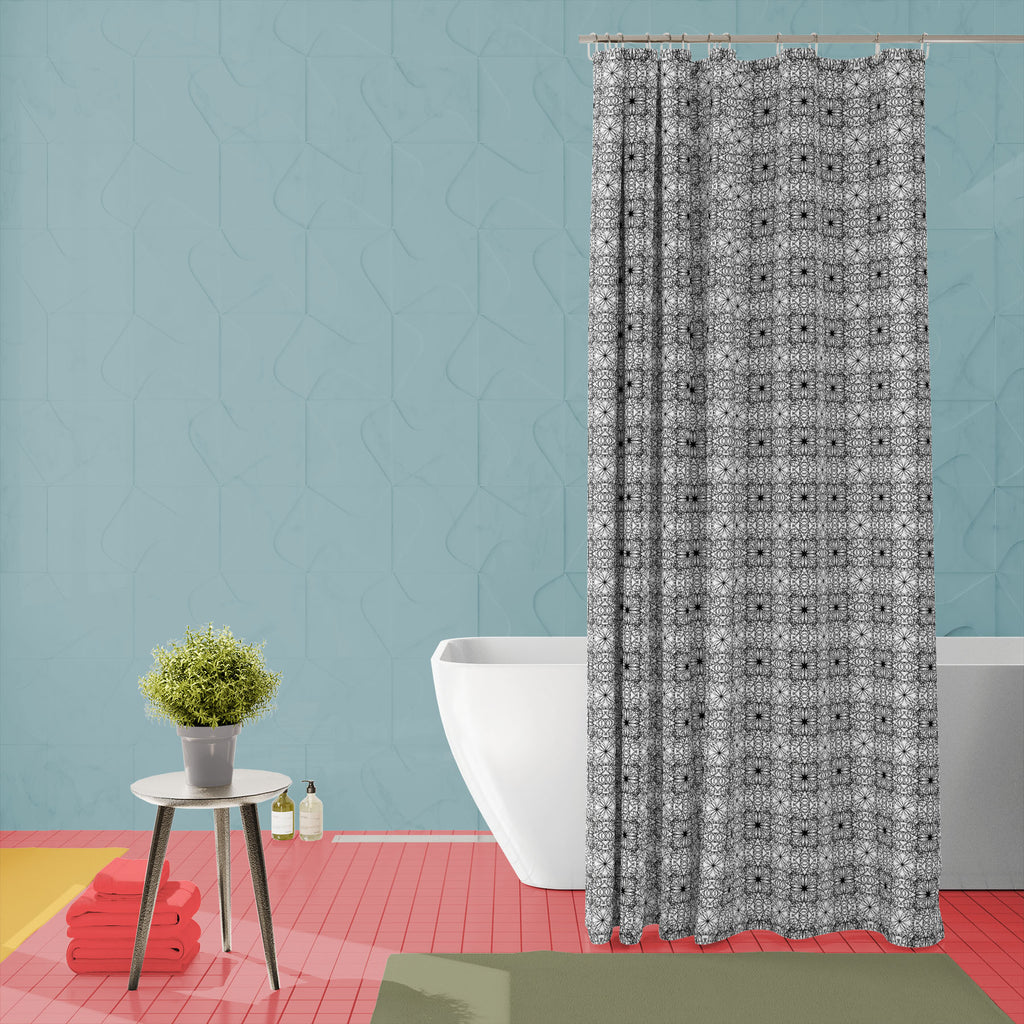 Abstract Lace Grid Washable Waterproof Shower Curtain - Shower Curtains - ArtzFolio.com