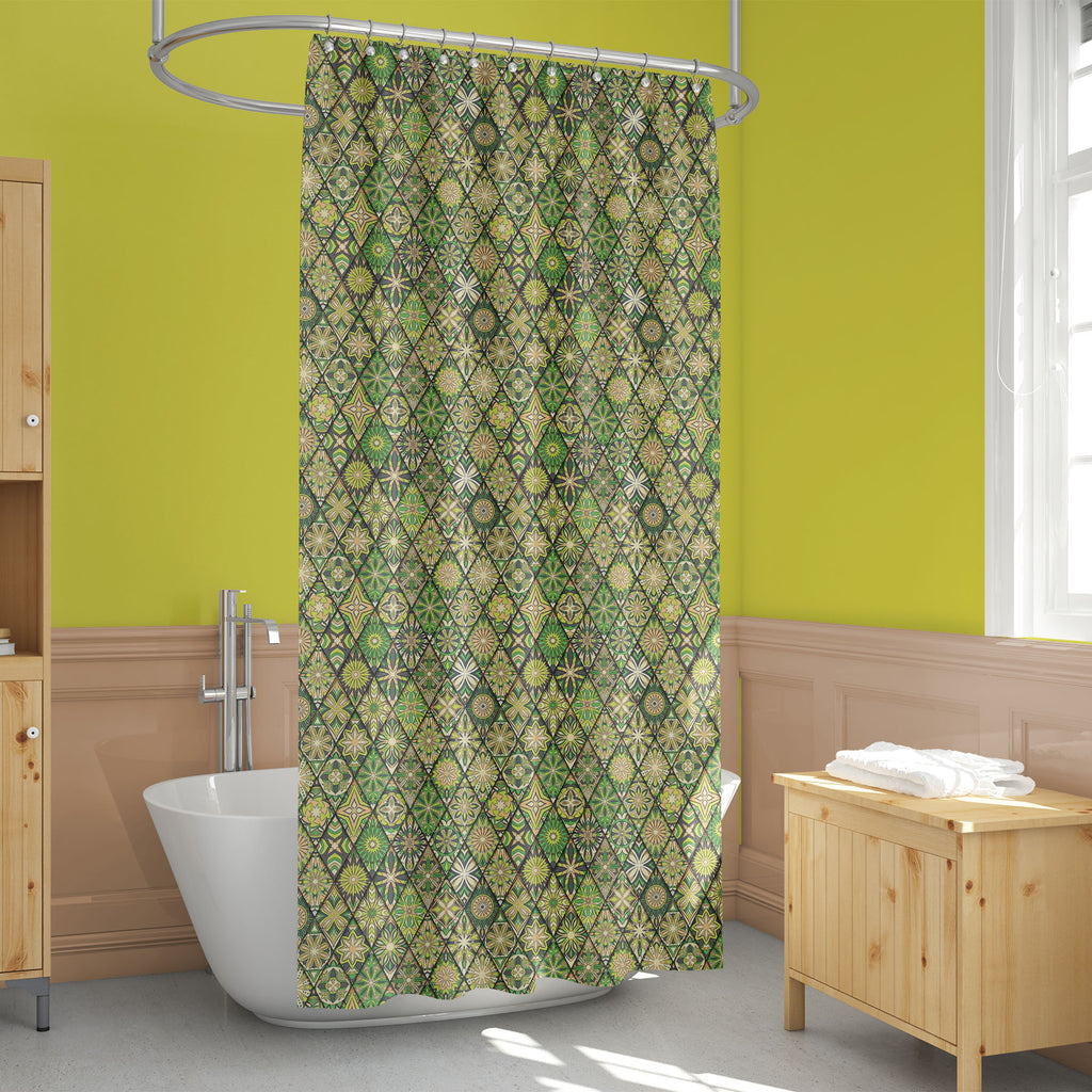 Green Ornate Mandalas Washable Waterproof Shower Curtain-Shower Curtains-CUR_SH_EL-IC 5017290 IC 5017290, Abstract Expressionism, Abstracts, African, Ancient, Art and Paintings, Bohemian, Botanical, Culture, Decorative, Ethnic, Floral, Flowers, Geometric, Geometric Abstraction, Historical, Illustrations, Indian, Mandala, Medieval, Mexican, Moroccan, Nature, Paisley, Patterns, Pets, Retro, Semi Abstract, Signs, Signs and Symbols, Traditional, Tribal, Vintage, World Culture, green, ornate, mandalas, washable,