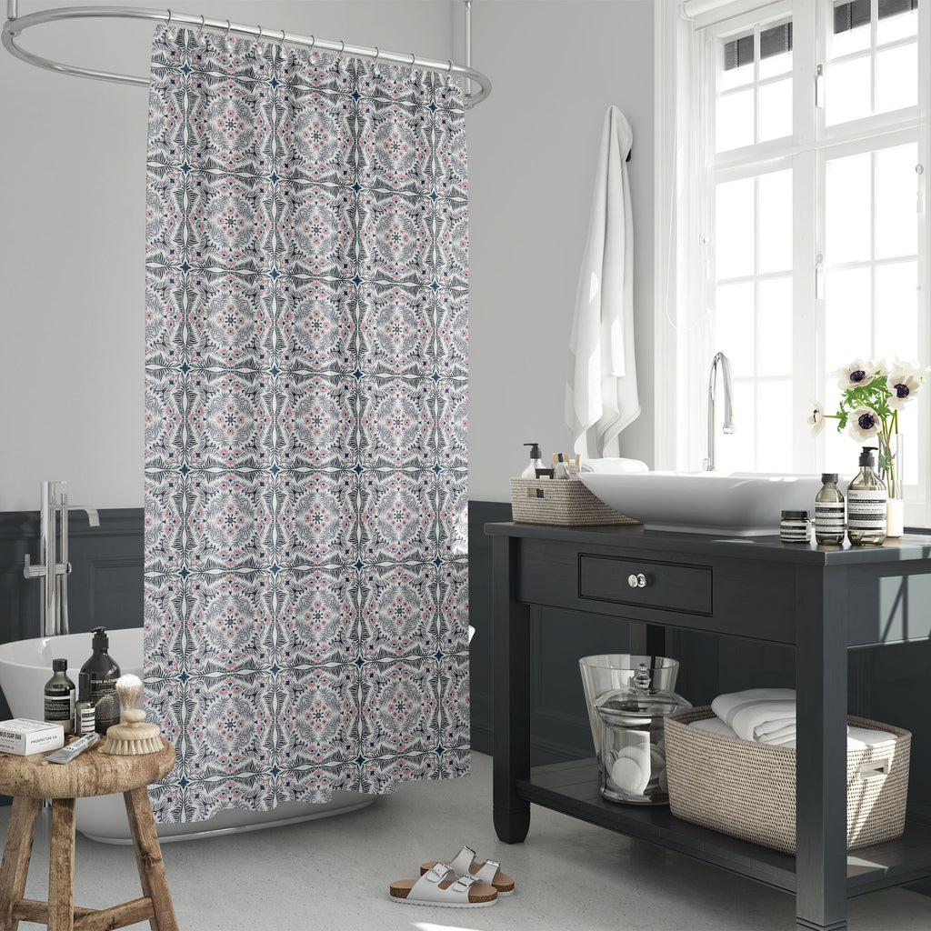 Mediterranean Bandana Flowers Washable Waterproof Shower Curtain-Shower Curtains-CUR_SH_EL-IC 5017295 IC 5017295, American, Ancient, Baroque, Botanical, Damask, Floral, Flowers, Geometric, Geometric Abstraction, Historical, Medieval, Mexican, Modern Art, Nature, Patterns, Portuguese, Rococo, Signs, Signs and Symbols, Vintage, Watercolour, mediterranean, bandana, washable, waterproof, shower, curtain, arab, arabesque, barcelona, blue, boho, ceramic, dishes, chinese, wallpaper, cute, delft, dutch, tiles, ethn