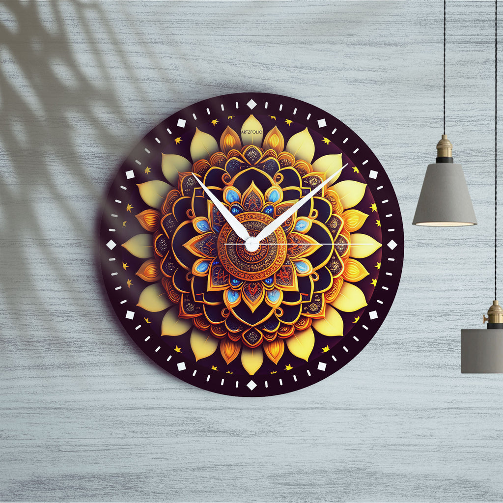 3D Mandala Quartz Wall Clock | Non-Ticking Silent Movement - Wall Clocks Round - ArtzFolio.com