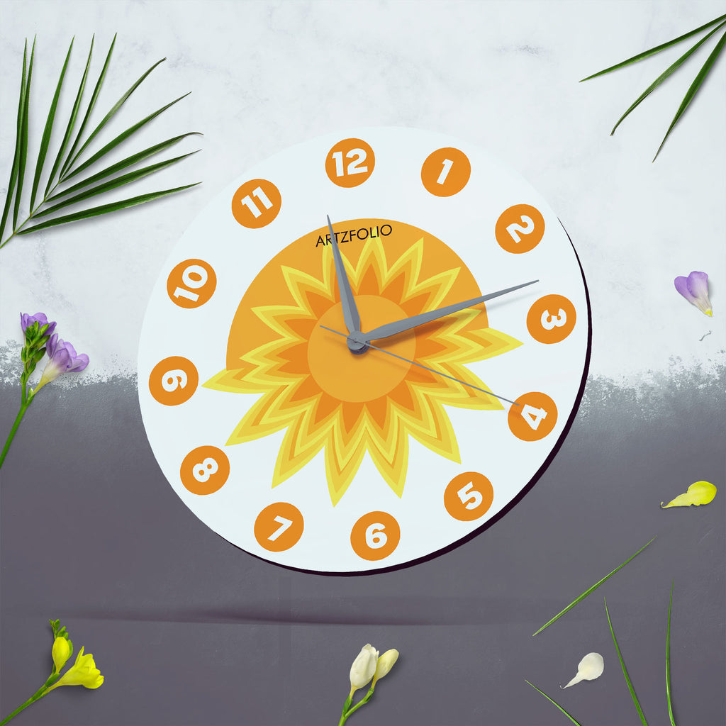 Abstract Sun Quartz Wall Clock | Non-Ticking Silent Movement - Wall Clocks Round - ArtzFolio.com