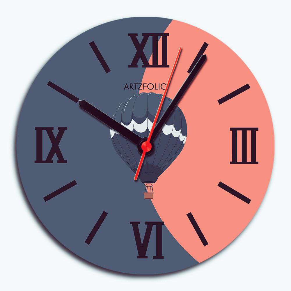 Air Balloon Roman Numerals Quartz Wall Clock | Non-Ticking Silent Movement - Wall Clocks Round - ArtzFolio.com