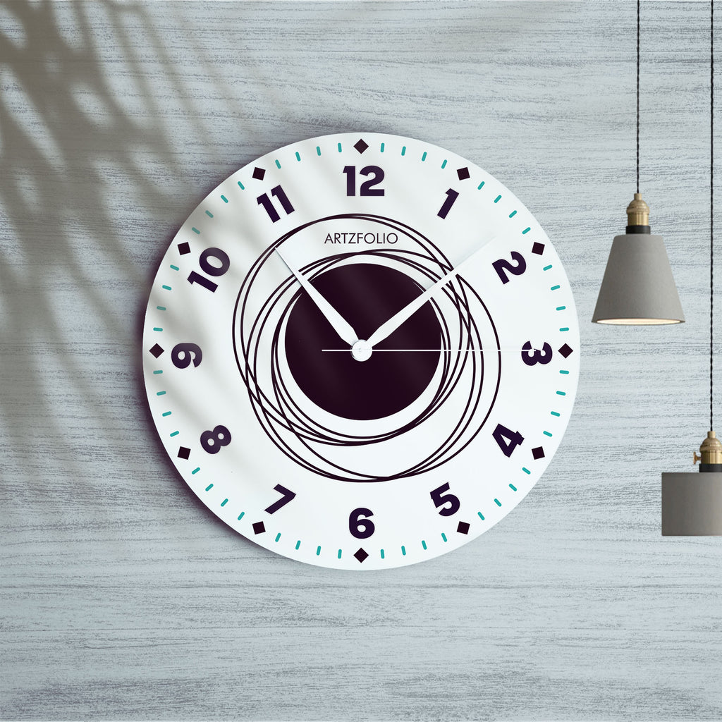 Abstract Circles D17 Quartz Wall Clock | Non-Ticking Silent Movement - Wall Clocks Round - ArtzFolio.com