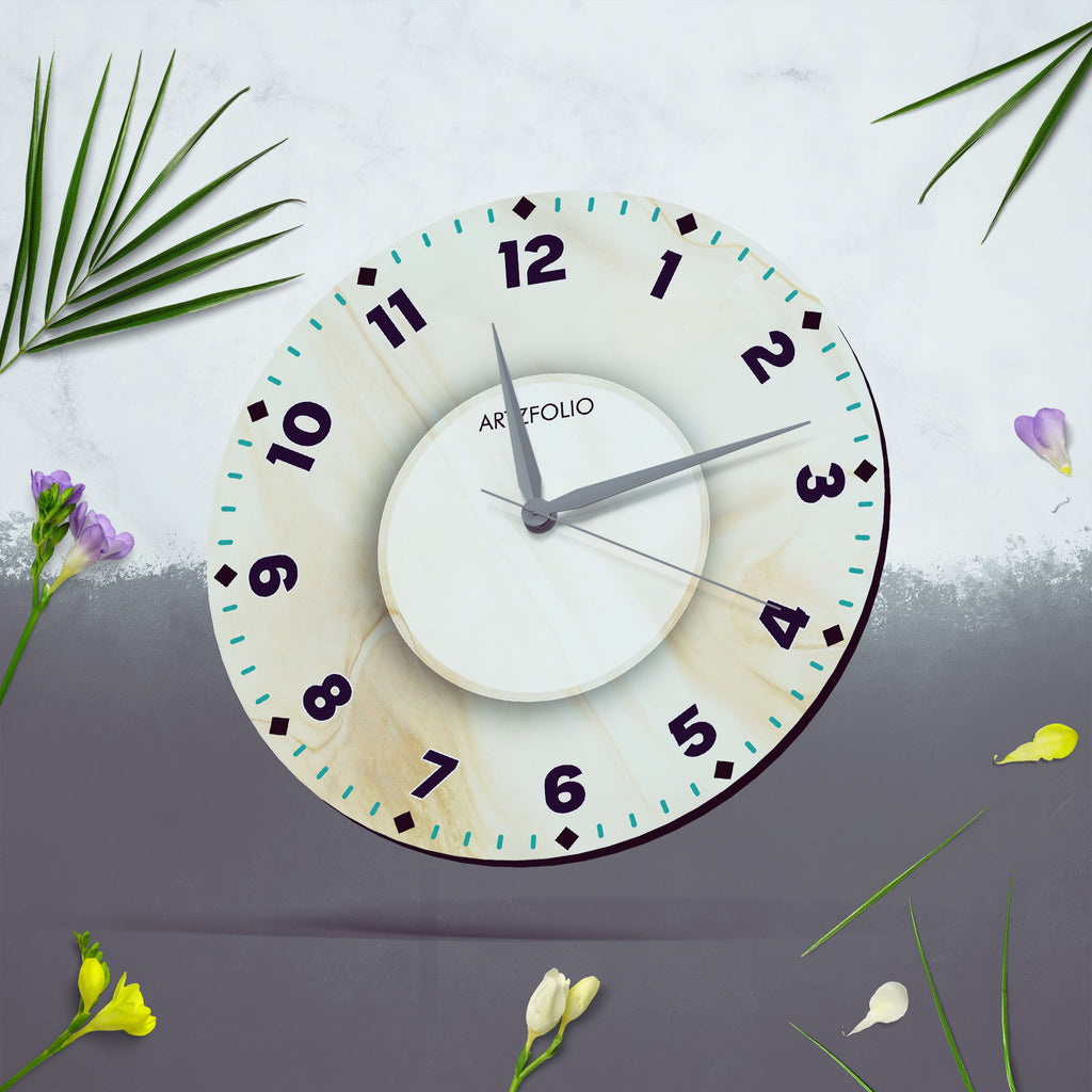 3D Marble Look Quartz Wall Clock | Non-Ticking Silent Movement - Wall Clocks Round - ArtzFolio.com