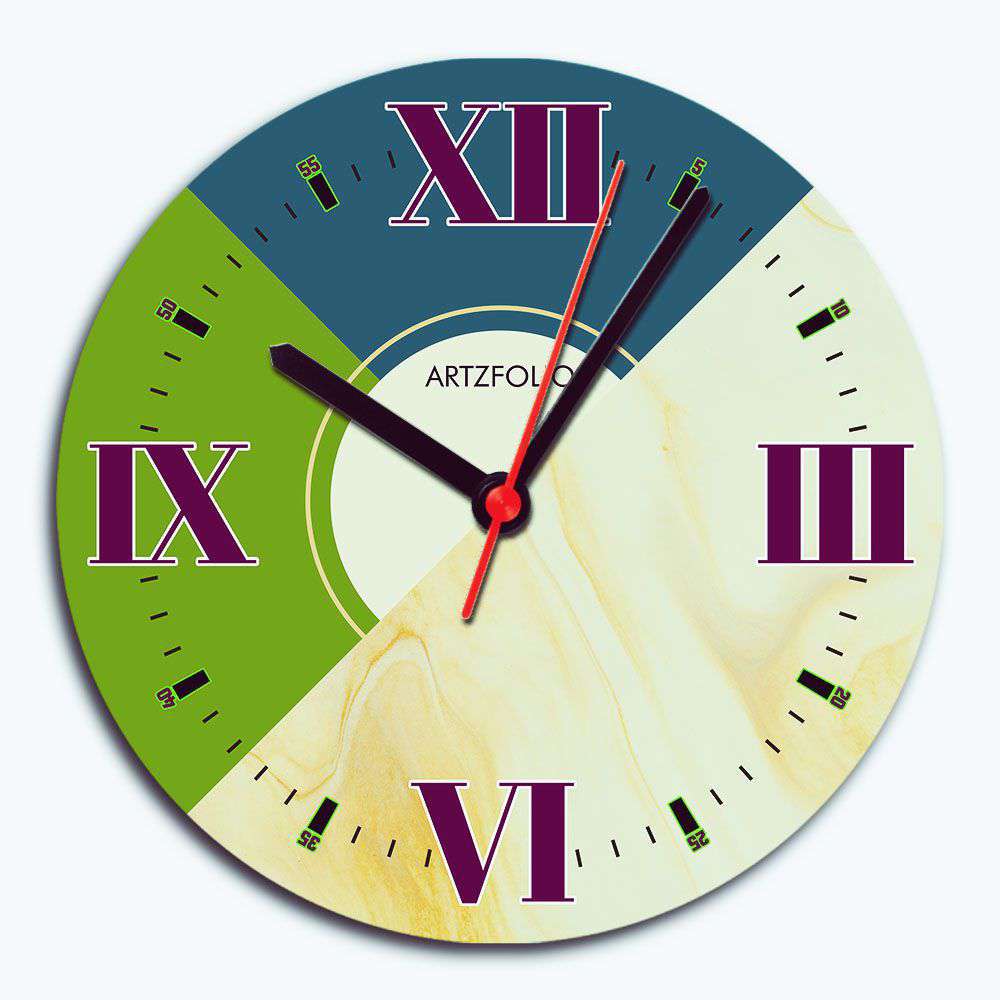 Abstract Roman Numerals D5 Quartz Wall Clock | Non-Ticking Silent Movement - Wall Clocks Round - ArtzFolio.com