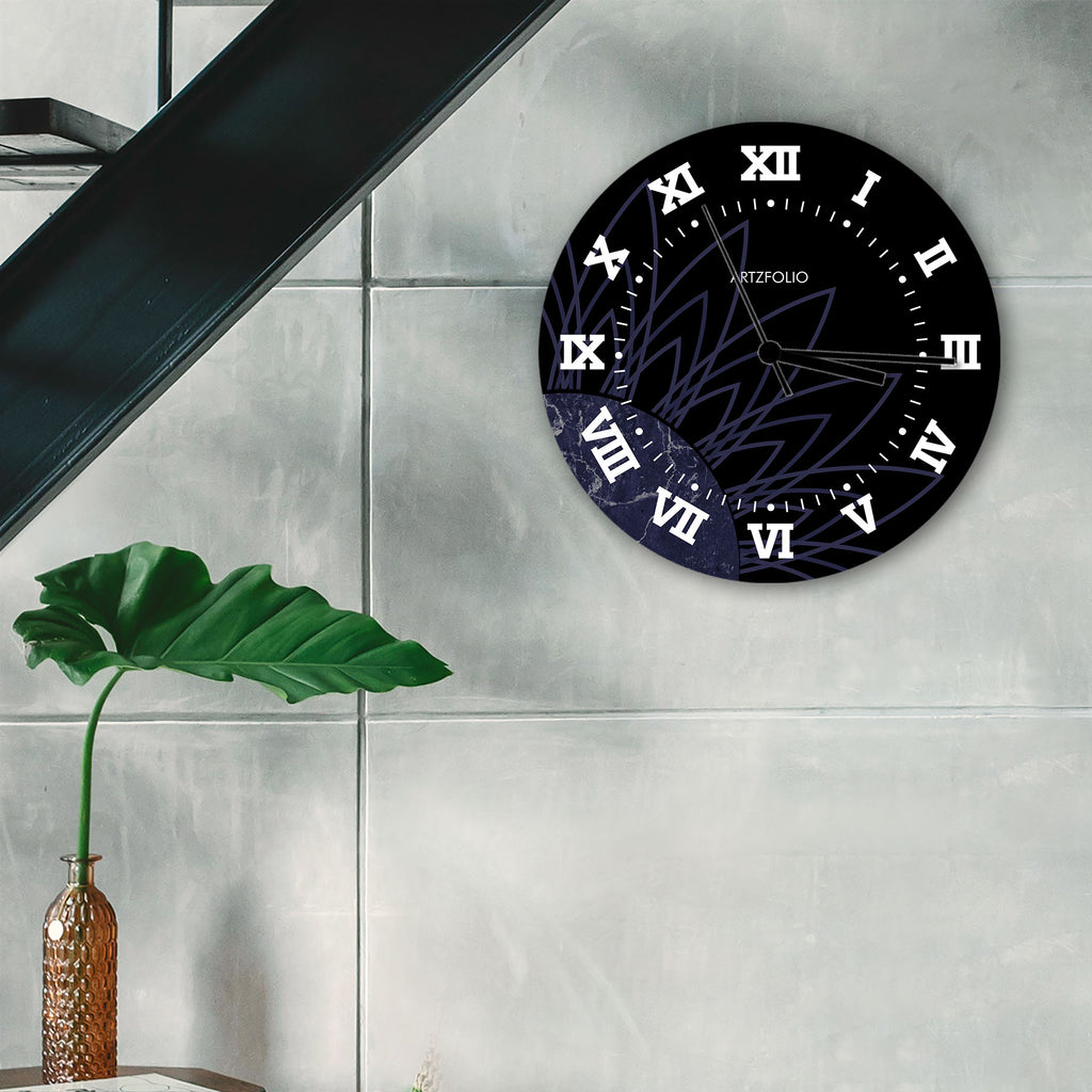 Abstract Roman Numerals D7 Quartz Wall Clock | Non-Ticking Silent Movement - Wall Clocks Round - ArtzFolio.com