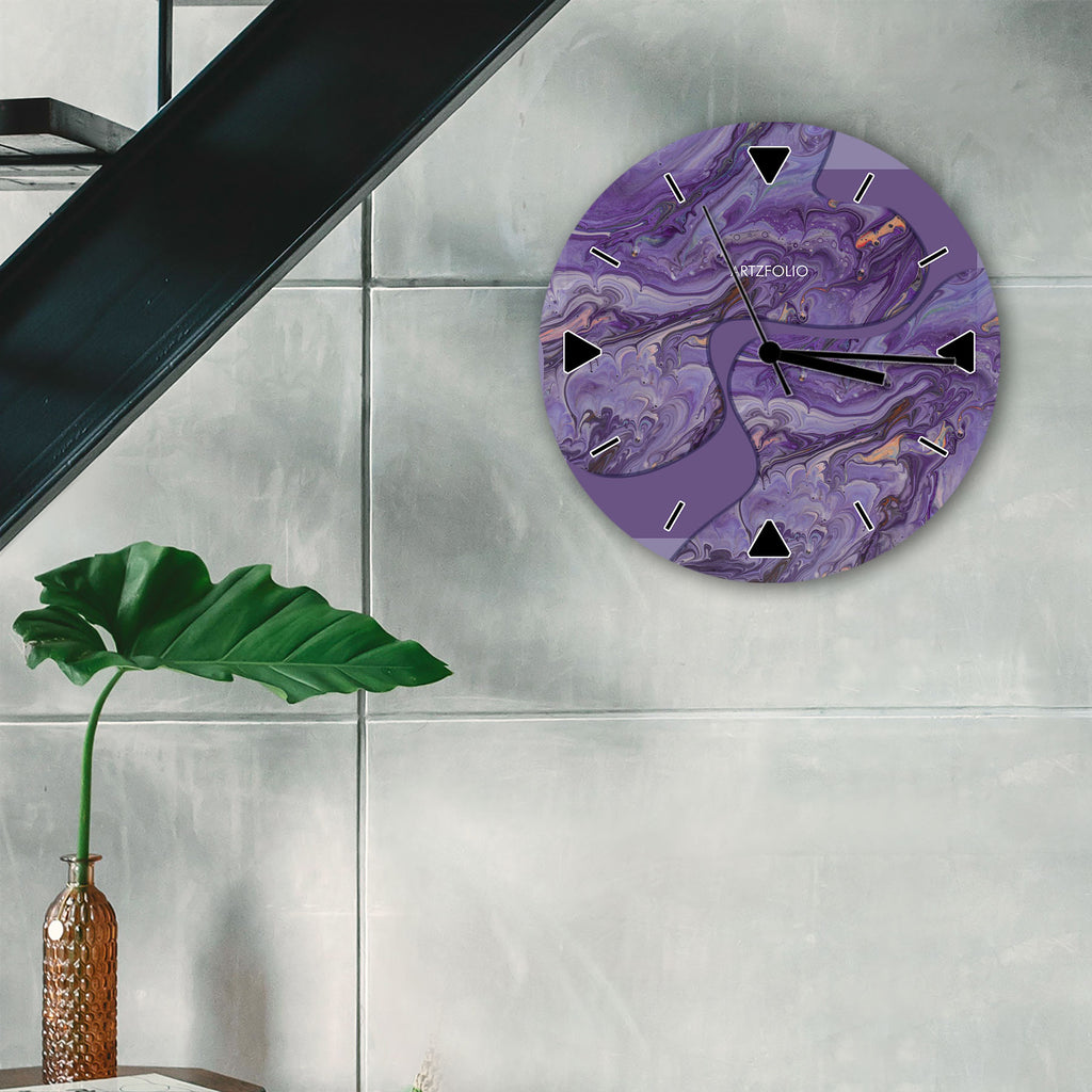 Abstract Marble Look D2 Quartz Wall Clock | Non-Ticking Silent Movement - Wall Clocks Round - ArtzFolio.com