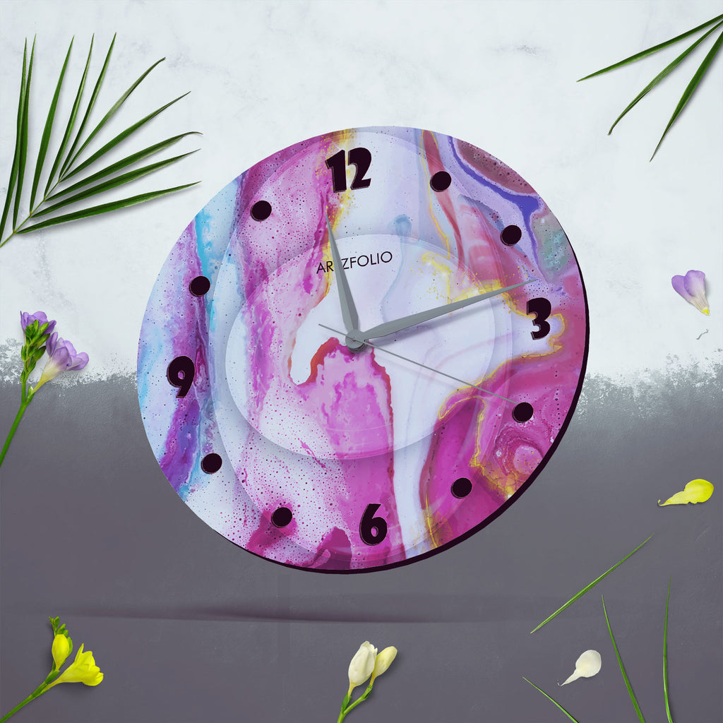 Abstract Marble Look D3 Quartz Wall Clock | Non-Ticking Silent Movement - Wall Clocks Round - ArtzFolio.com