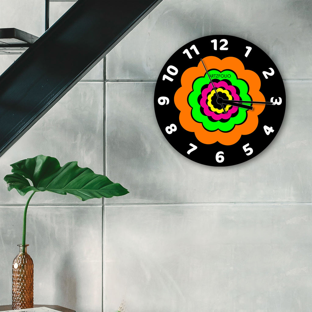 Abstract Floral D3 Quartz Wall Clock | Non-Ticking Silent Movement - Wall Clocks Round - ArtzFolio.com