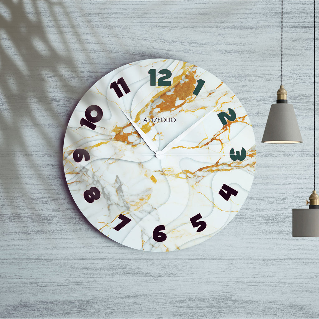 Abstract Marble Look D4 Quartz Wall Clock | Non-Ticking Silent Movement - Wall Clocks Round - ArtzFolio.com