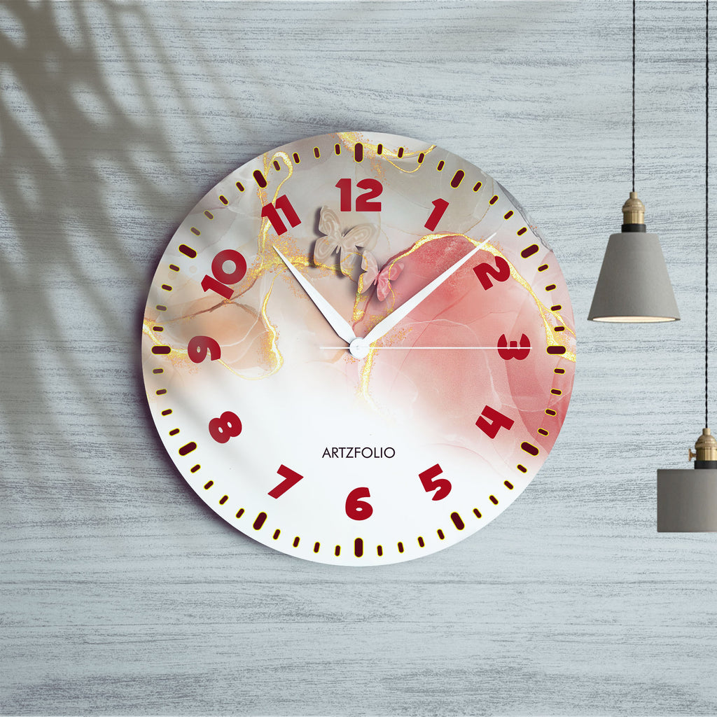 Abstract Butterflies Quartz Wall Clock | Non-Ticking Silent Movement - Wall Clocks Round - ArtzFolio.com