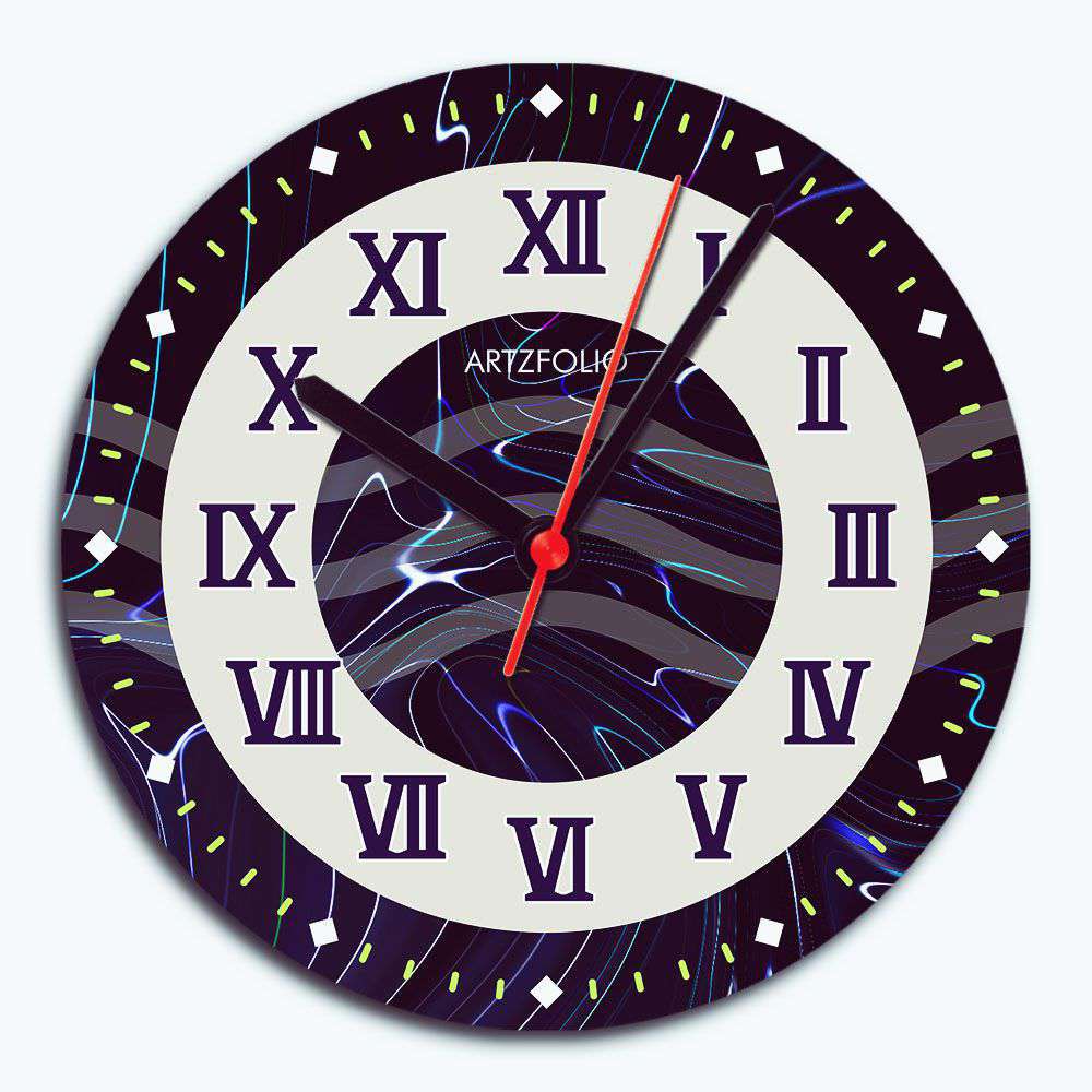 Abstract Roman Numbers D7 Quartz Wall Clock | Non-Ticking Silent Movement - Wall Clocks Round - ArtzFolio.com