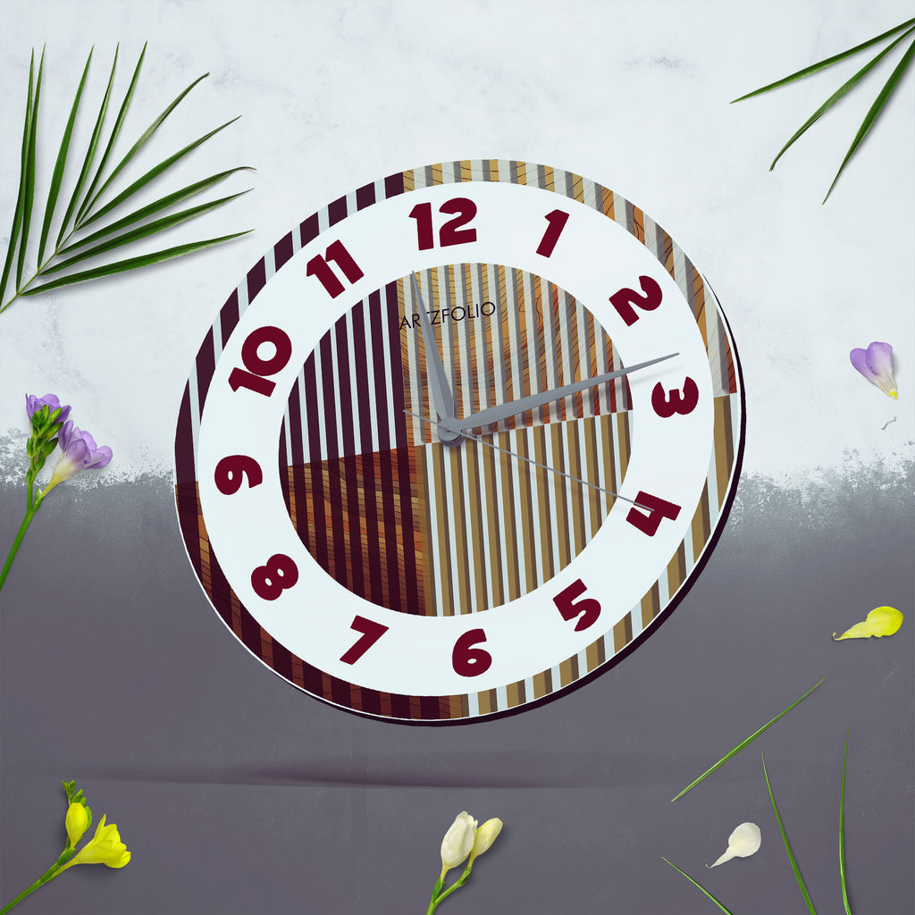 Abstract Wooden Quartz Wall Clock | Non-Ticking Silent Movement - Wall Clocks Round - ArtzFolio.com